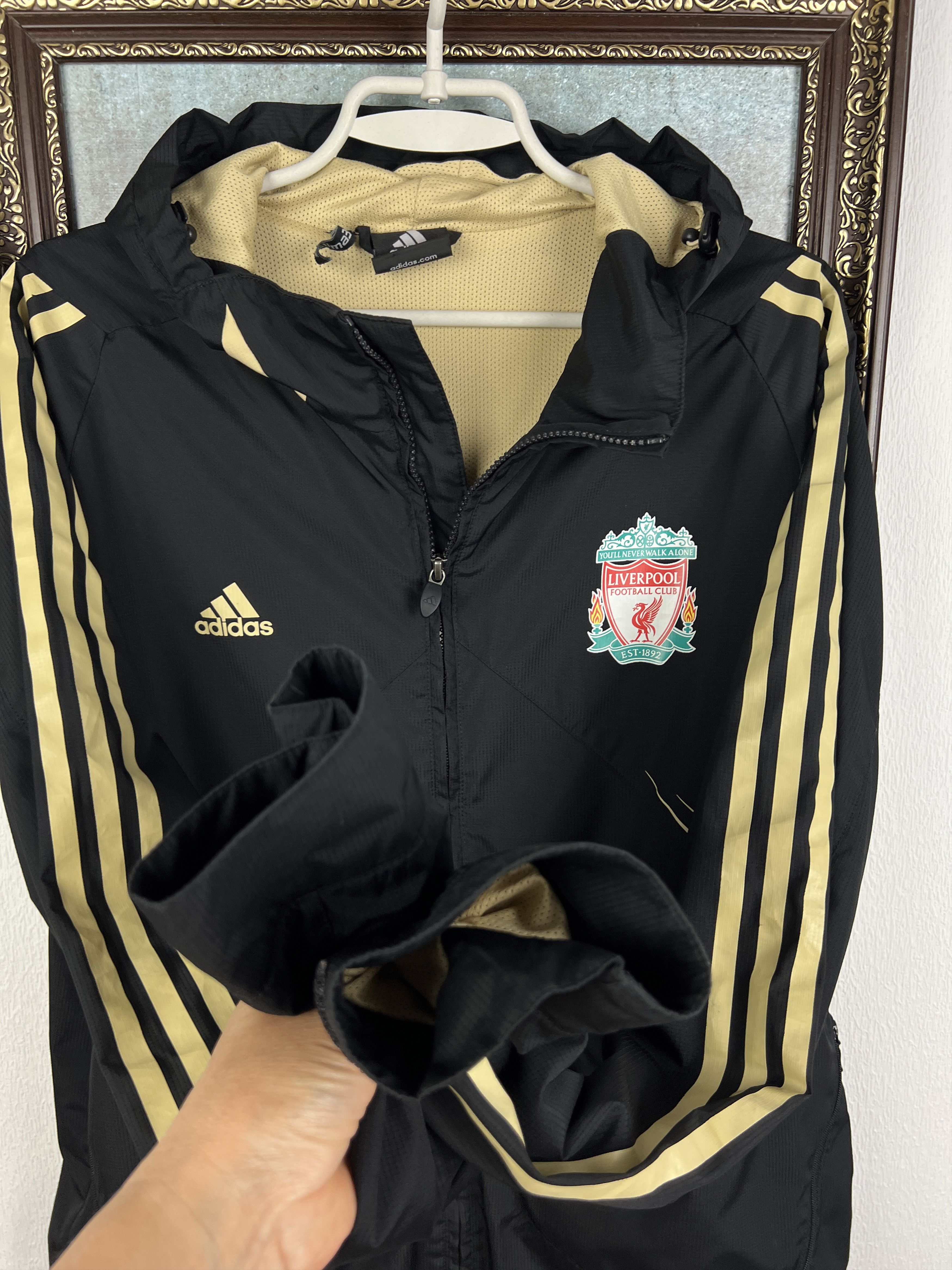 Adidas Liverpool Football Hooded Jacket Soccer Track Top Zip Size US XL / EU 56 / 4 - 8 Thumbnail