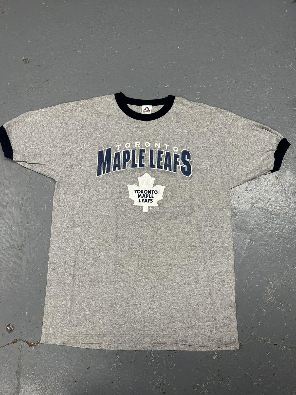 NHL × Vintage Crazy Vintage 90s Essential Toronto Maple Leafs Ringer Shirt Size US L / EU 52-54 / 3 - 1 Thumbnail