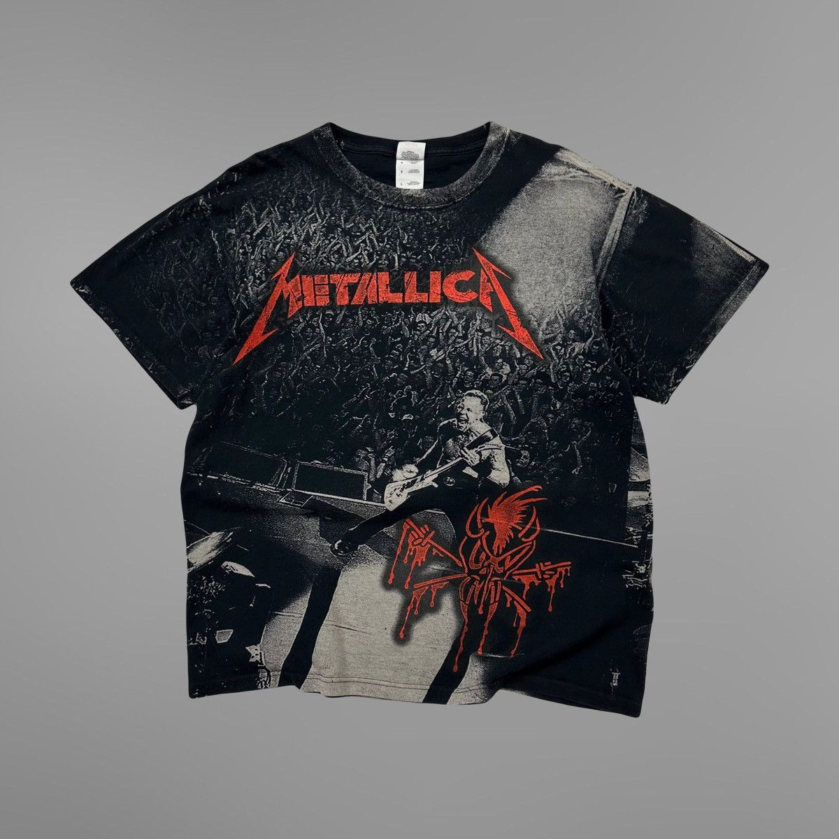 image of Band Tees x Metallica 2001 All Over Print Metallica Heavy Cotton Tee in Black, Men's (Size Large)