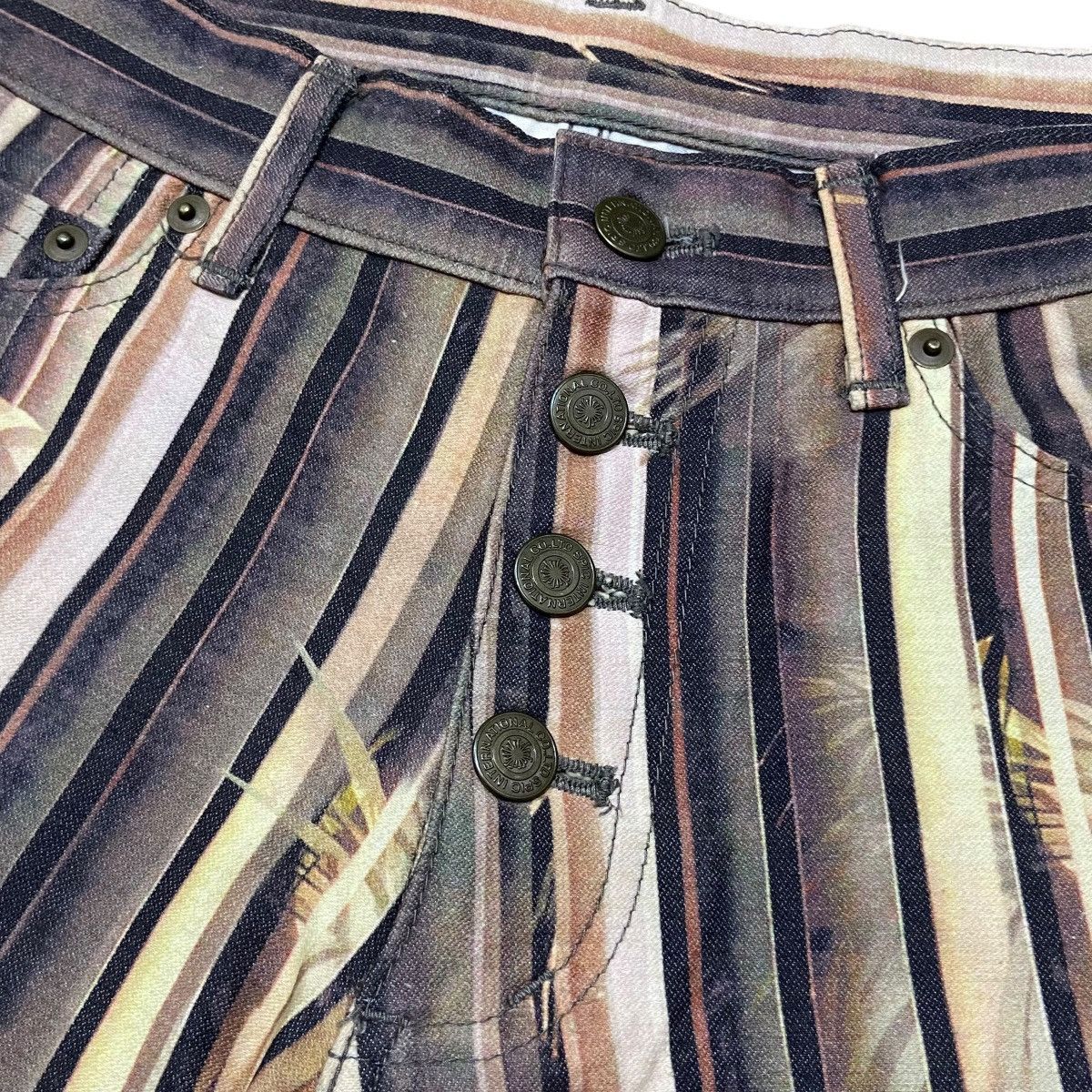 Tornado Mart Tornado Mart Leaves Bamboo Striped Pattern Flared Pants Size US 29 - 4 Thumbnail