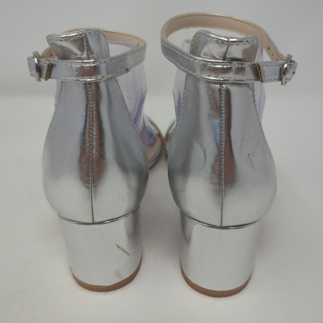 Other H By Halston Silver Metallic Block Heel Ankle Strap 7 Size US 7 / IT 37 - 5 Thumbnail
