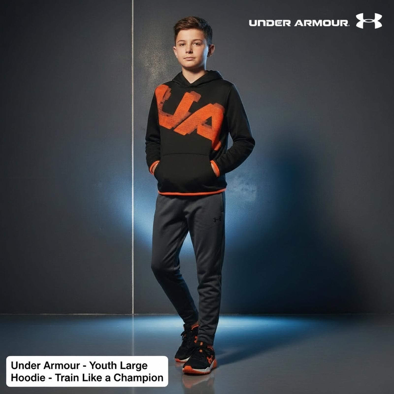 Under Armour Under Armour Youth Large Hoodie Black with Orange Accents Size US L / EU 52-54 / 3 - 2 Thumbnail