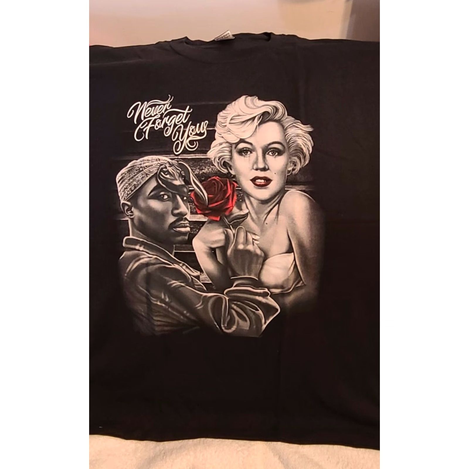 Vintage VINTAGE Marilyn Monroe Tupac Shakur 2Pac Hip Hop Music Graphic T-Shirt Men 2XL Black Size US XXL / EU 58 / 5 - 2 Thumbnail