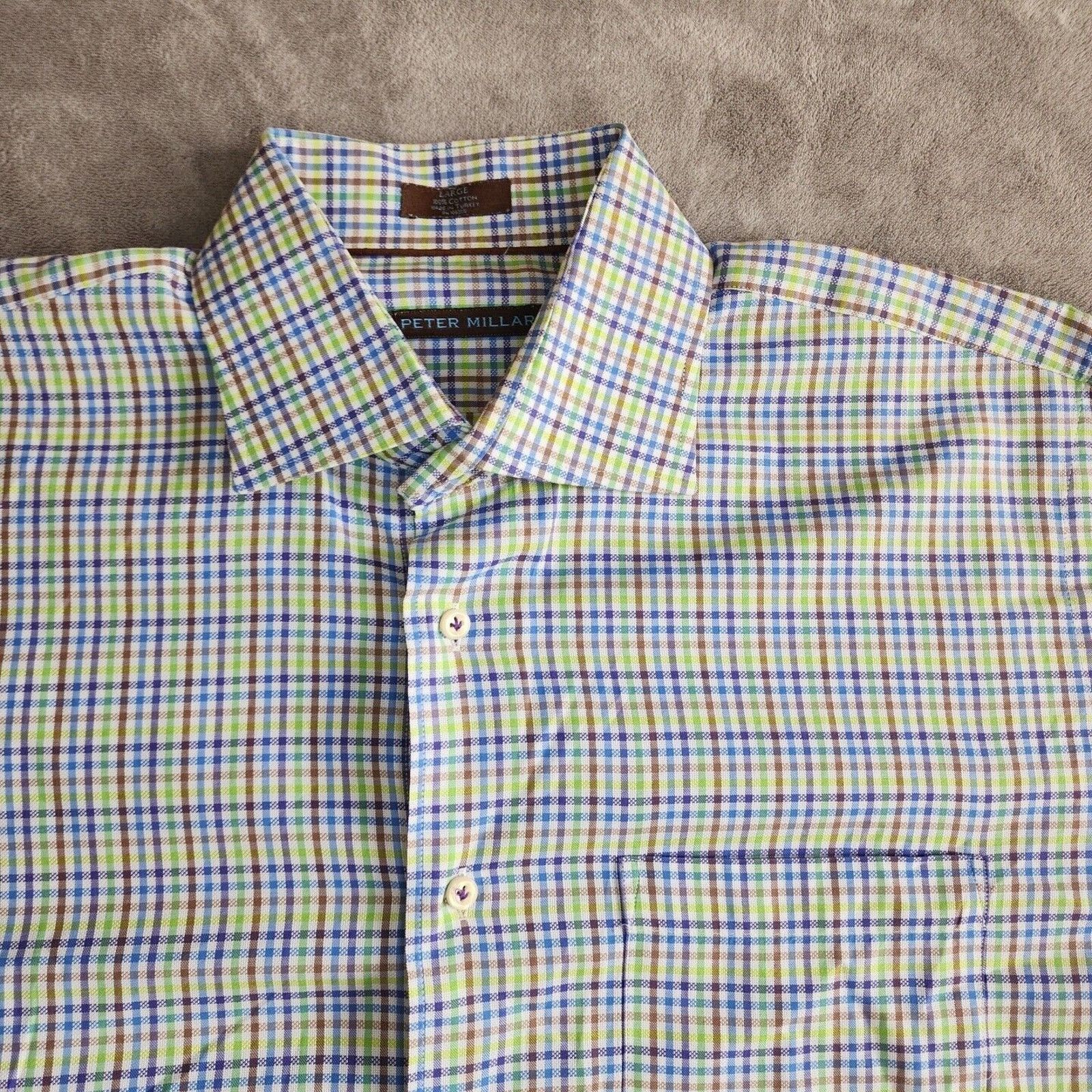 Peter Millar Peter Millar Mens Button Up LS Golf Polo Shirt Plaid LG Size US L / EU 52-54 / 3 - 5 Thumbnail