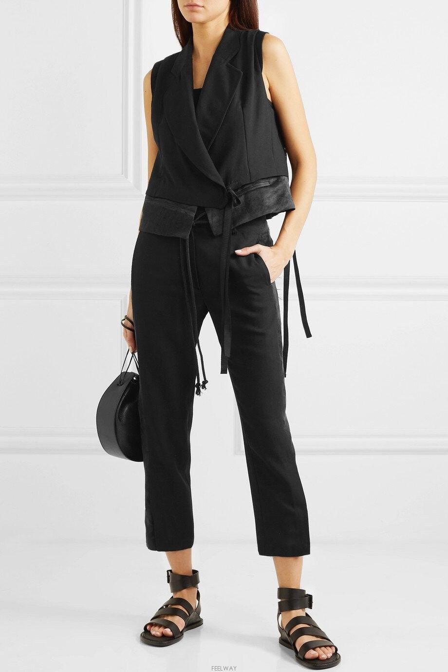 Ann Demeulemeester ANN DEMEULEMEESTER Belted Jacquard-Trimmed Wool Pants Size 27" / US 4 / IT 40 - 4 Thumbnail