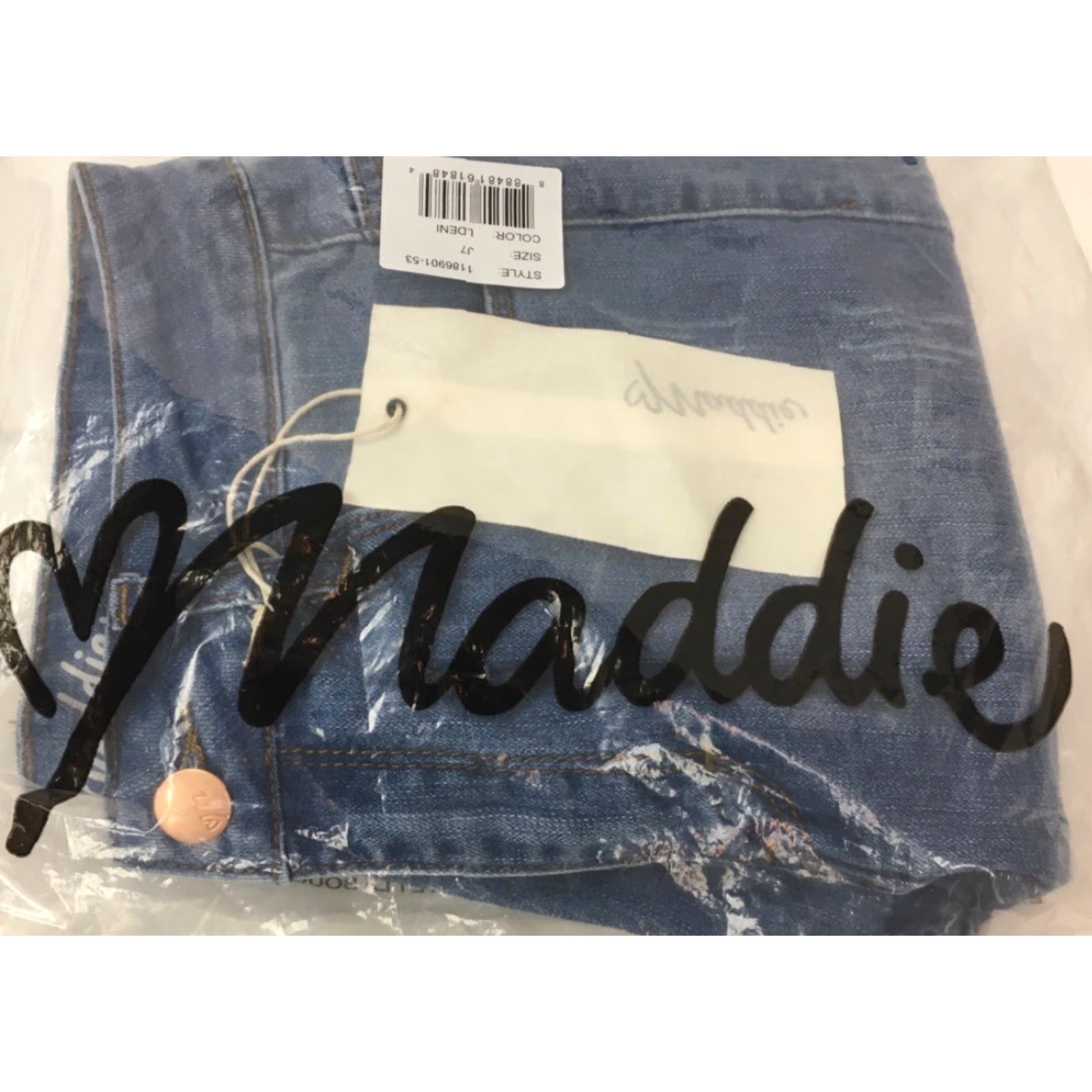 Vintage Maddie Jeans Womens Juniors 7 Blue Skinny Denim High Rise Distressed Pocket Size 28" / US 6 / IT 42 - 4 Thumbnail