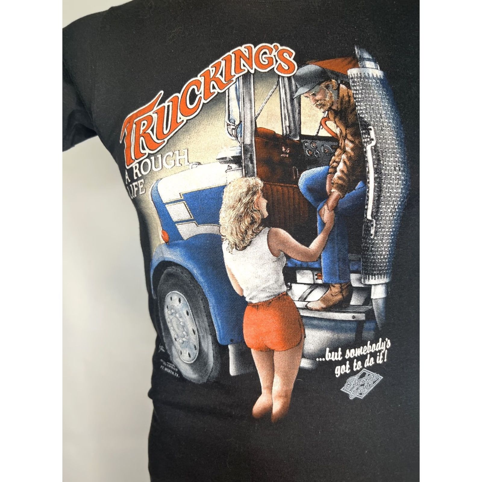 Vintage VINTAGE 3D Emblem Truckers Only Trucking's a Rough Life Hooker Shirt Small S Black NWOT 1985 Size US S / EU 44-46 / 1 - 3 Thumbnail