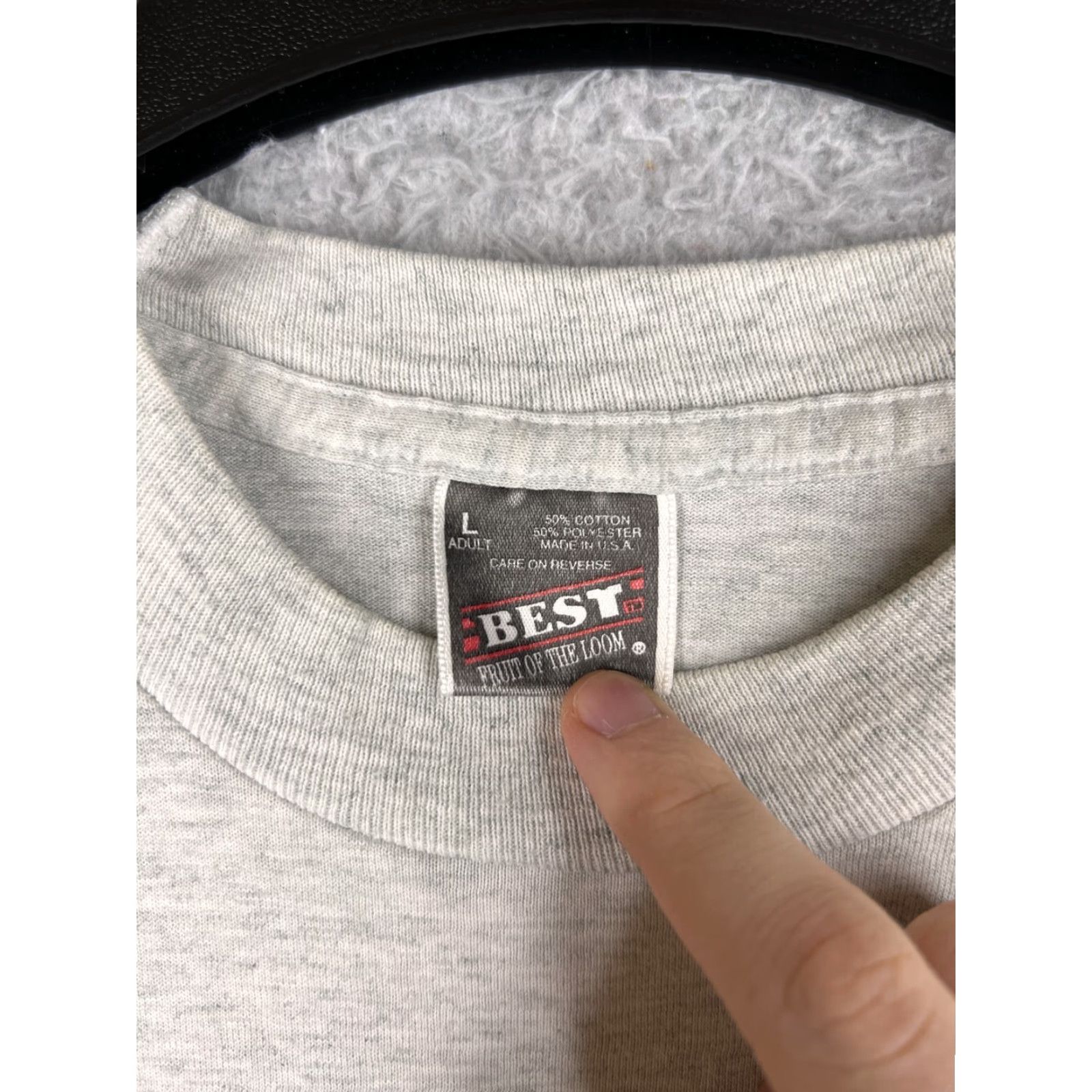 Fruit Of The Loom VINTAGE Fruit of the Loom shirt Mens Medium Gray USMC 95 Single Stitch Marine 90s Patriotic Navy Mens Shirt Size US M / EU 48-50 / 2 - 4 Thumbnail