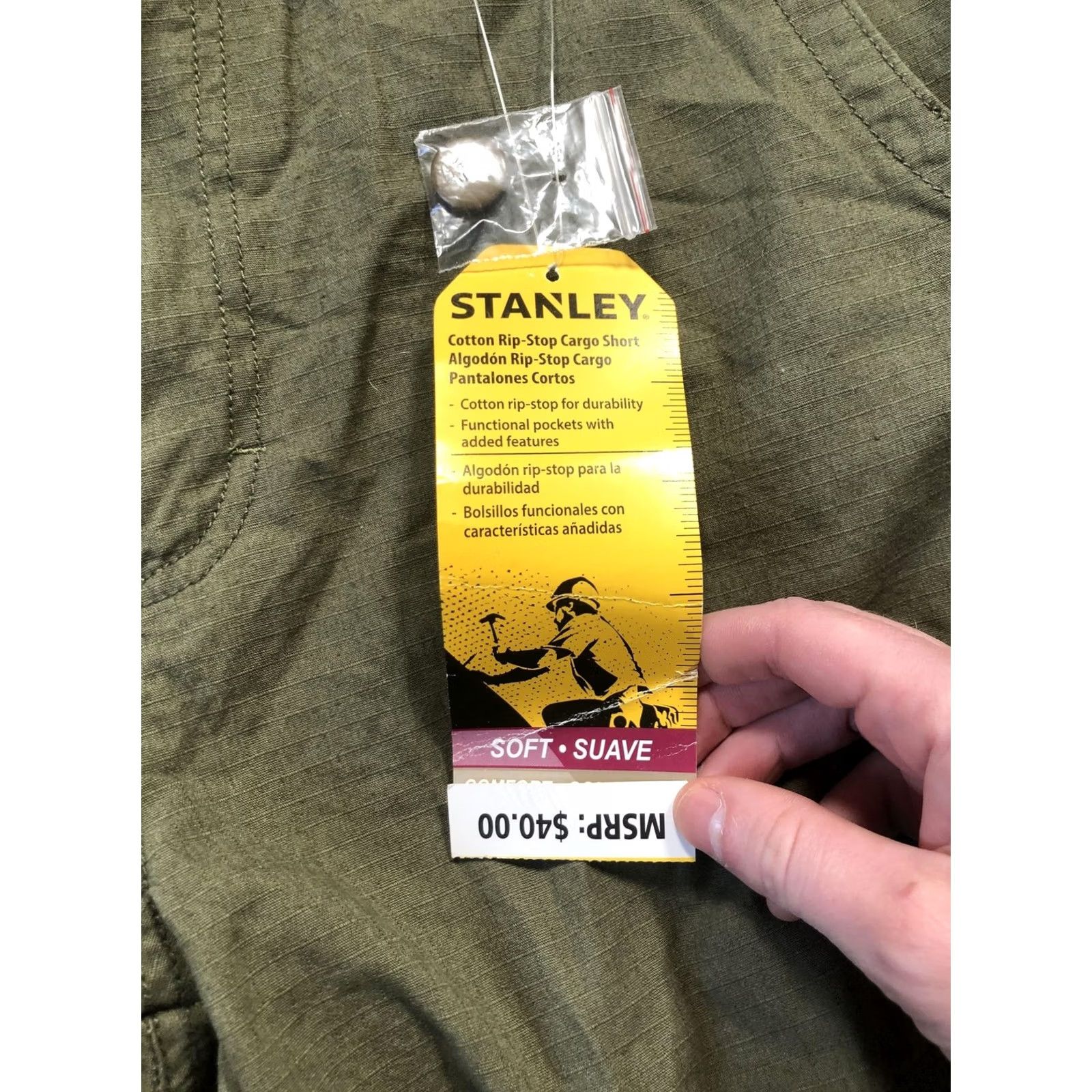 Vintage Stanley Cargo Shorts Mens 34 Green Cotton Rip Stop Utility Pockets Cargo Shorts Mens 34 Green Cotton Rip Stop Utility Work Pockets Size US 34 / EU 50 - 7 Thumbnail