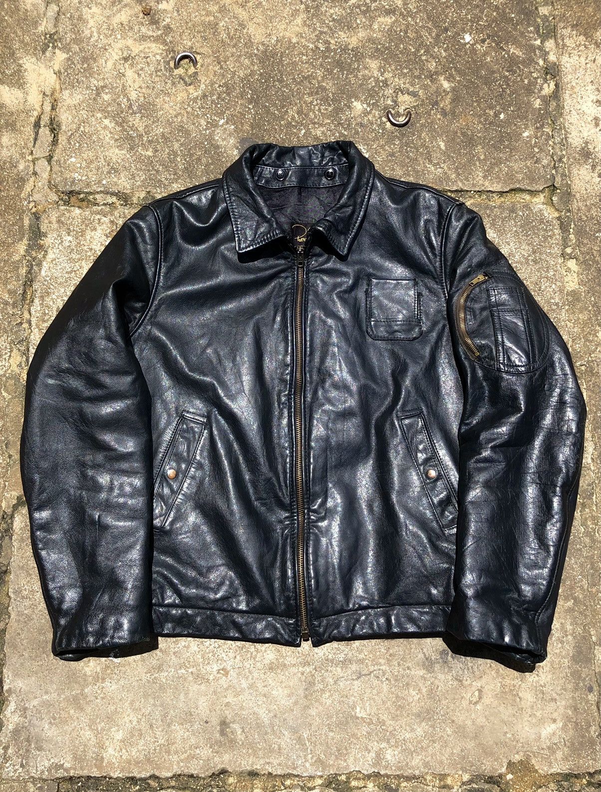 Leather 70~80s French Air Force type Leather Jacket Size US L / EU 52-54 / 3 - 1 Thumbnail
