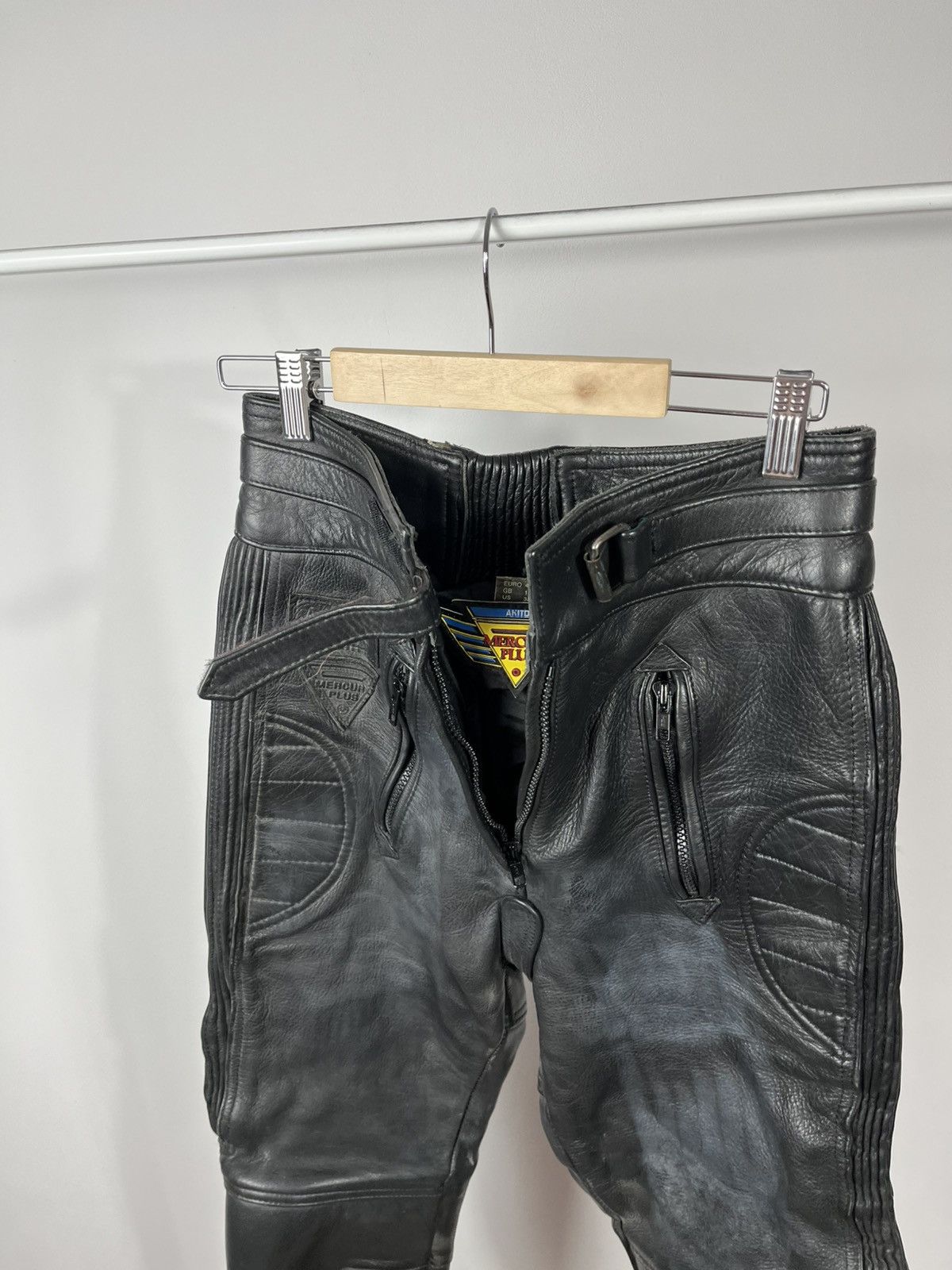 Leather Black Leather Motorcycle Pants Biker Riding Moto Pants Size US 28 / EU 44 - 10 Thumbnail