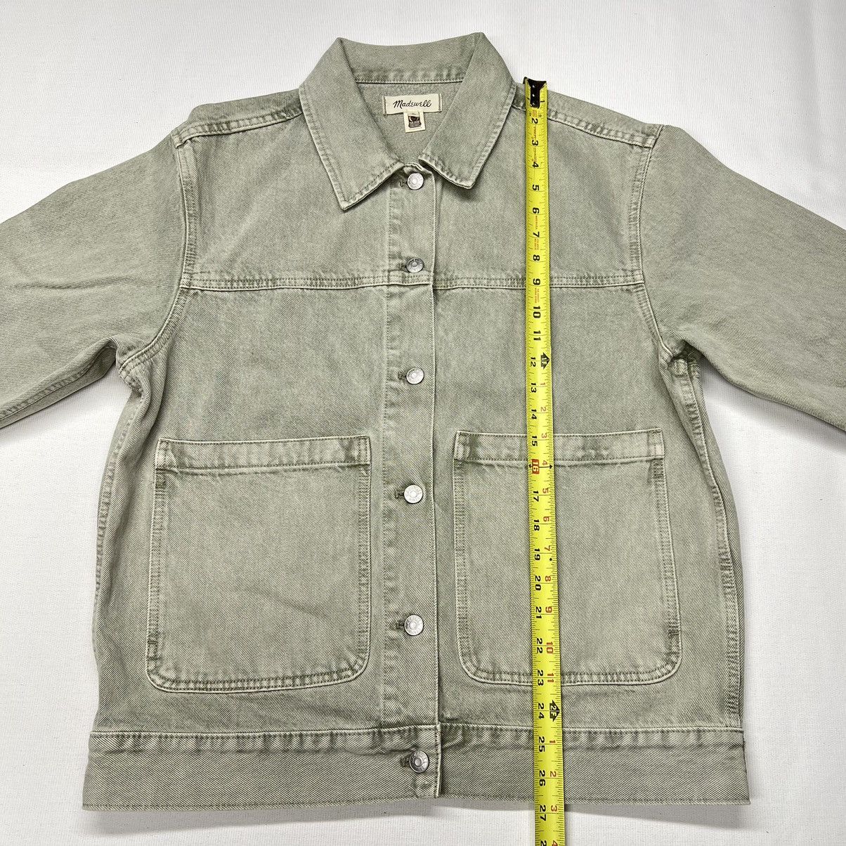 Madewell Madewell Jean Jacket Green Chore Denim Coat Faded Pockets Size M / US 6-8 / IT 42-44 - 16 Thumbnail