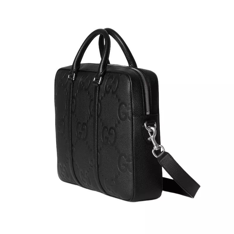 Gucci GUCCI Medium Black Jumbo GG Leather Briefcase New Size ONE SIZE - 2 Thumbnail