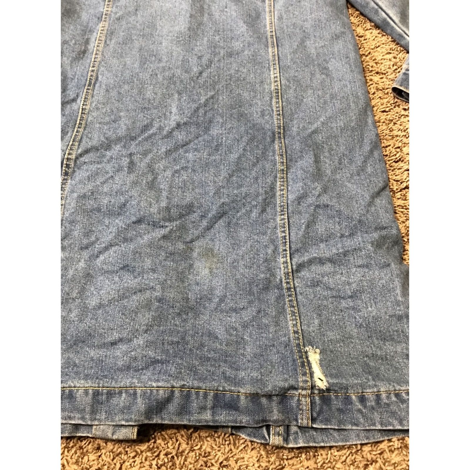 Vintage ASHLEY VINTAGE CHARM Denim Jacket Womens S Blue Button Long Sleeve Mid-Length Pockets Cotton Belted 38" 20" Chest Vintage No Size S / US 4 / IT 40 - 4 Thumbnail
