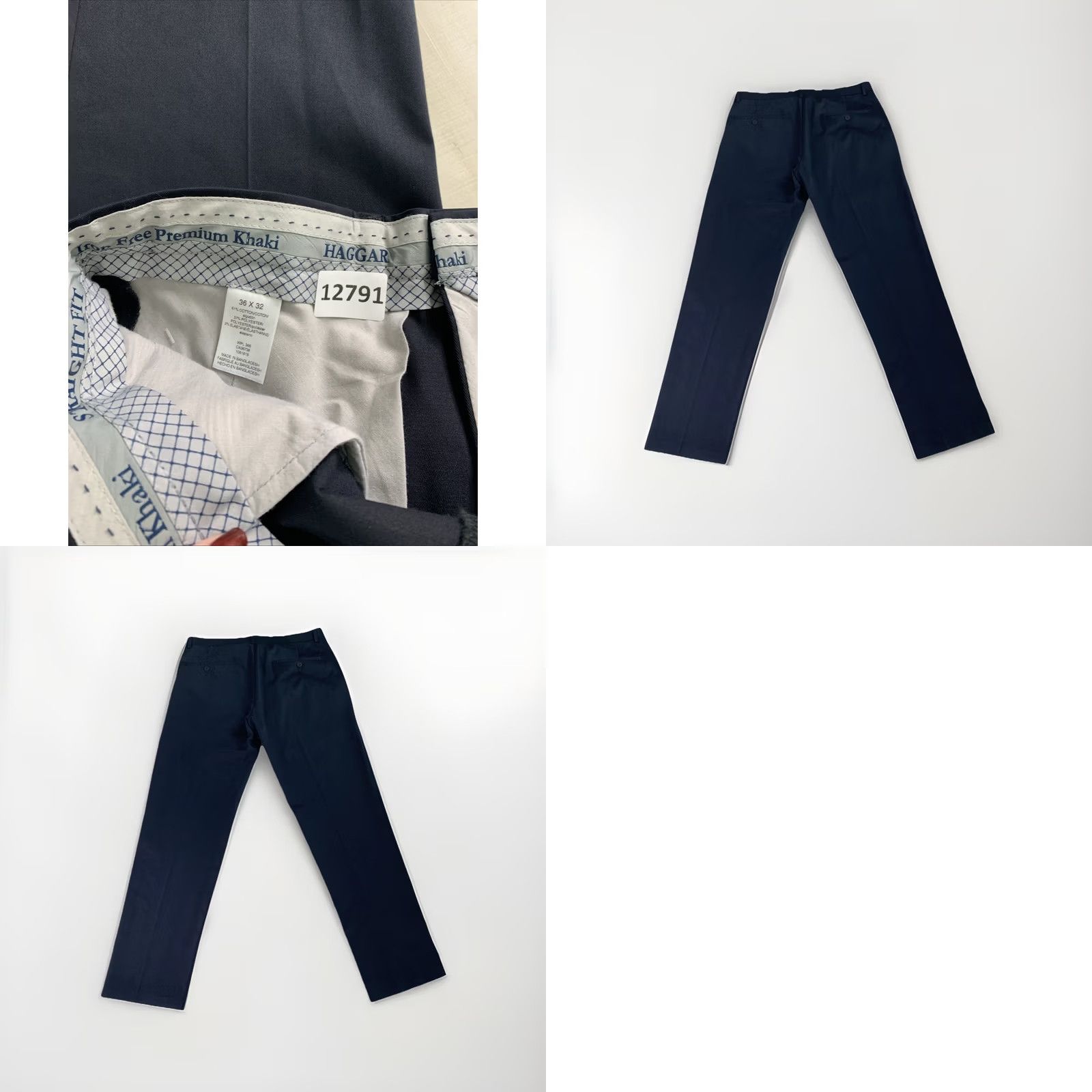 Haggar Haggar No Iron Premium Khaki Straight Fit Navy Pants Mens 36x32 EUC Size US 36 / EU 52 - 8 Thumbnail