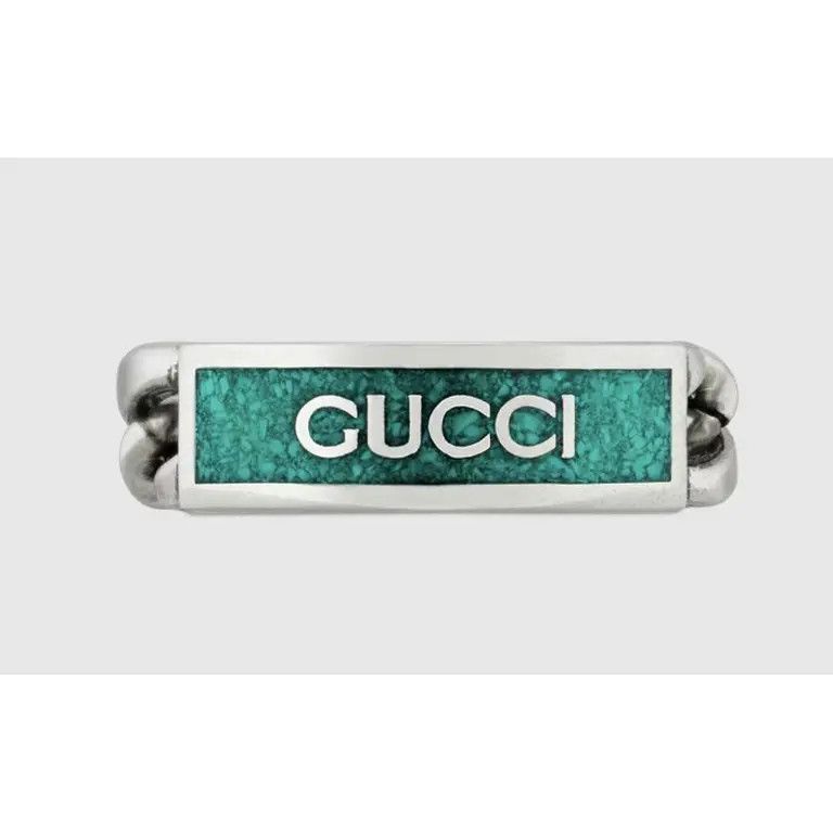 Gucci oc11z0126 Size: 26 / Chain Logo Ring In Silver Size ONE SIZE - 2 Thumbnail