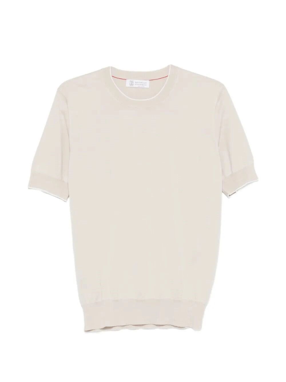 Brunello Cucinelli Cotton Lightweight Knit T-Shirt With Contrast Details Size US XL / EU 56 / 4 - 1 Thumbnail