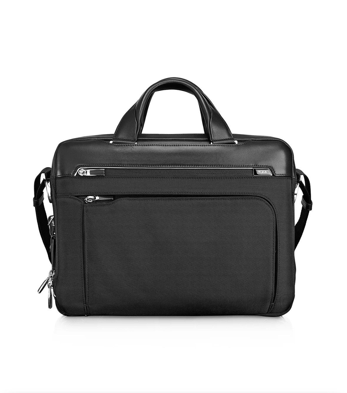 image of Tumi Arrive Sawyer Leather Briefcase in Black, Men's