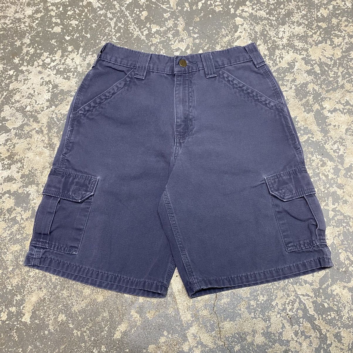 Carhartt × Vintage Vintage Carhartt Grey/Navy YYB164 BLS Cargo Workwear Shorts Size US 27 - 5 Thumbnail