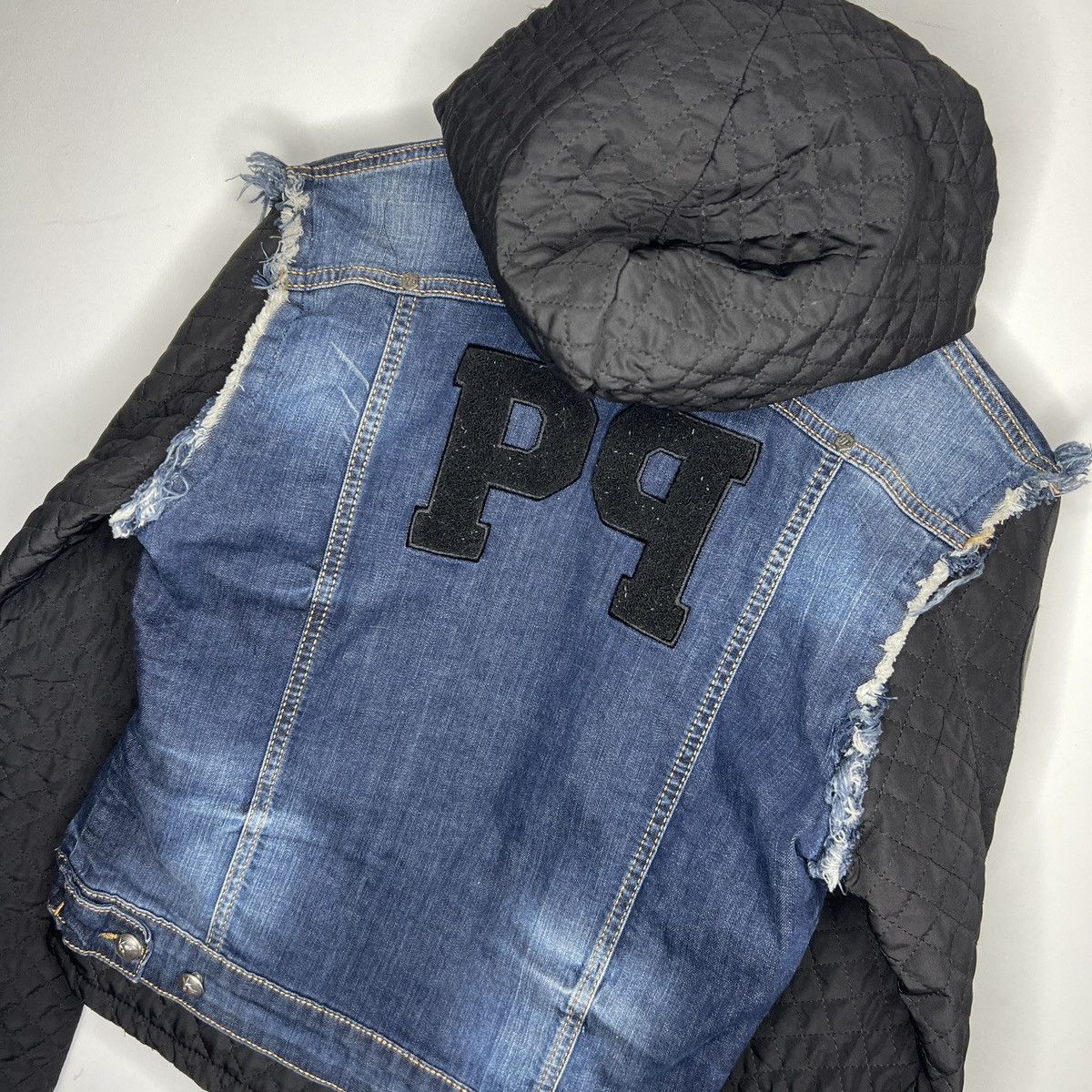 Designer × Philipp Plein Philipp Plein Denim Blue Black Quilted Zip Jacket Y2K RARE Size L / US 10 / IT 46 - 9 Thumbnail