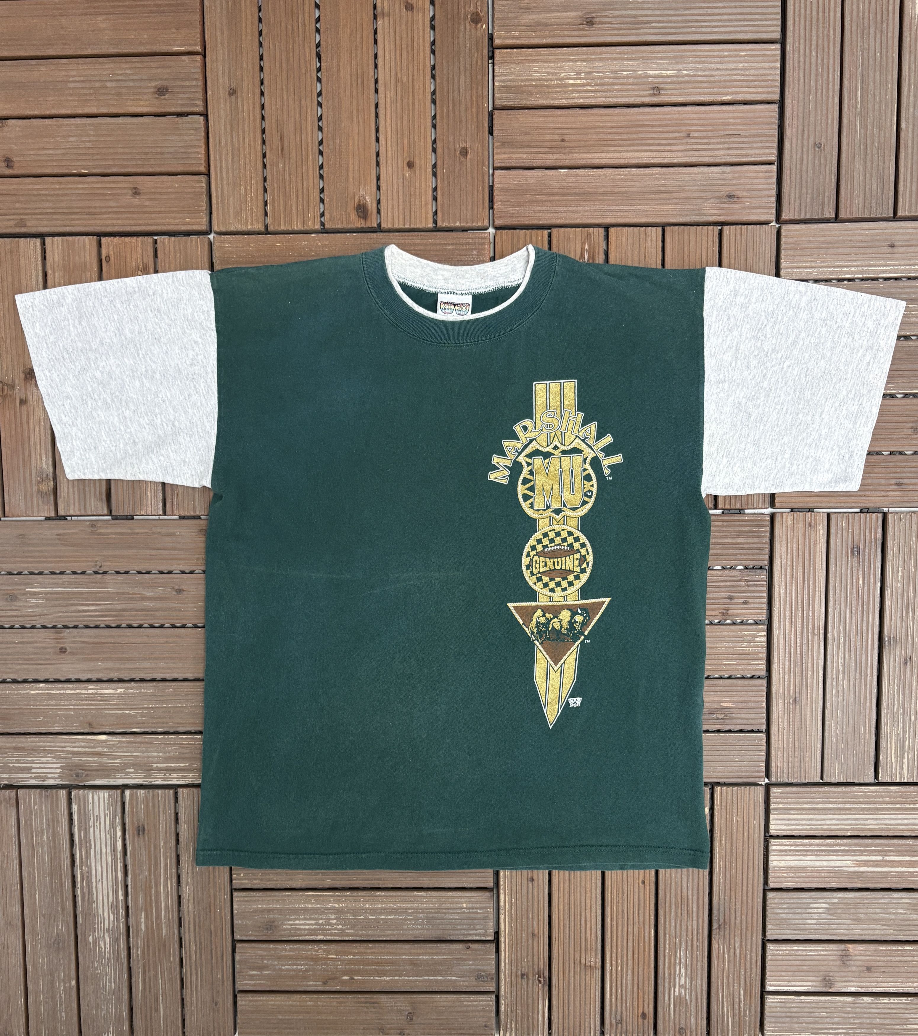 Vintage Marshall Thundering Herd Football Vintage Green T-Shirt Tee Size US L / EU 52-54 / 3 - 1 Thumbnail