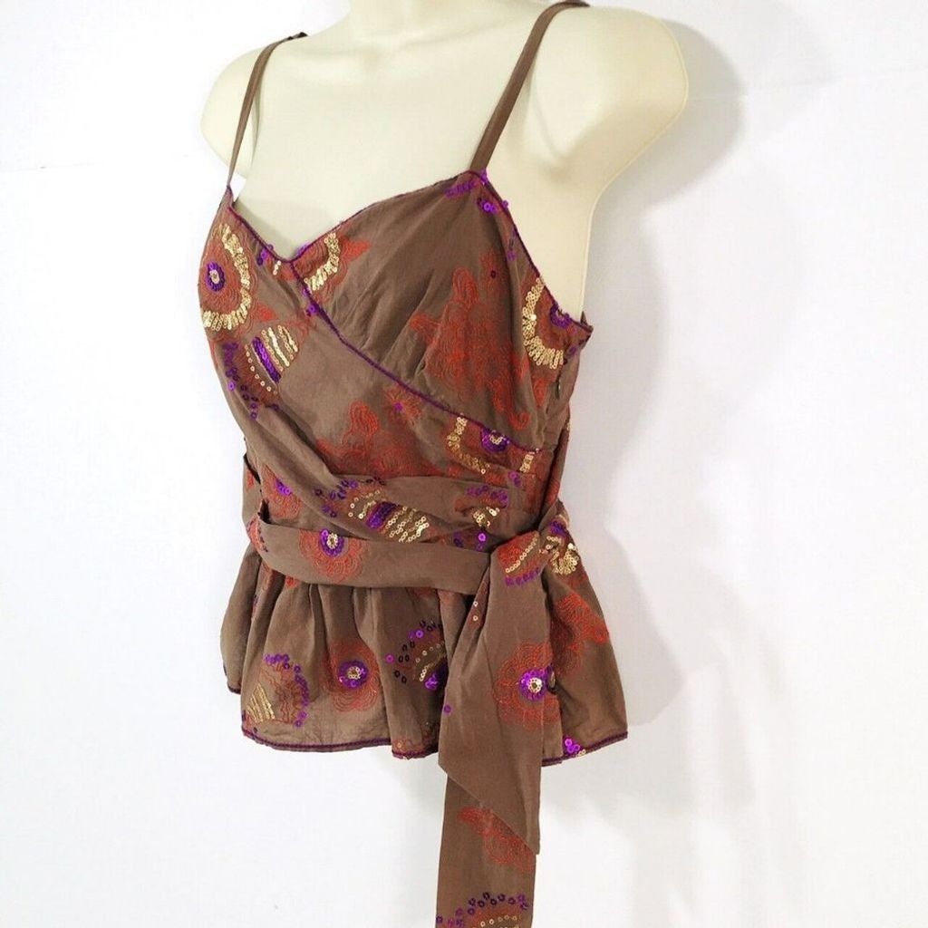 Other Sz L Boho Embroidered Sequin Peplum Top Size L / US 10 / IT 46 - 1 Thumbnail