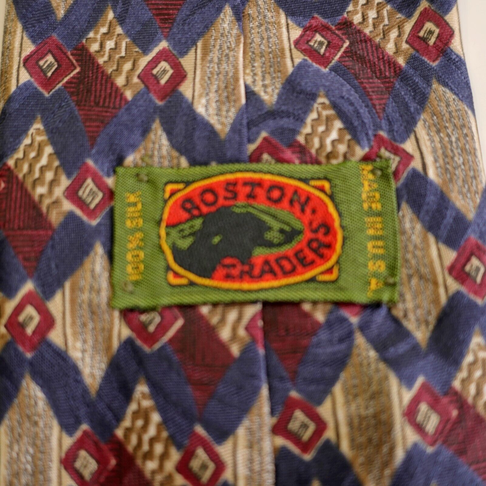 Boston Traders Boston Trader's Blue Tan Jacquard Print Abstract Geometeric Size ONE SIZE - 2 Thumbnail
