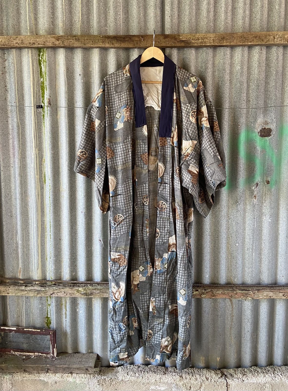 Komono Vintage Japanese Kimono Eagles Mountain Size US L / EU 52-54 / 3 - 1 Thumbnail