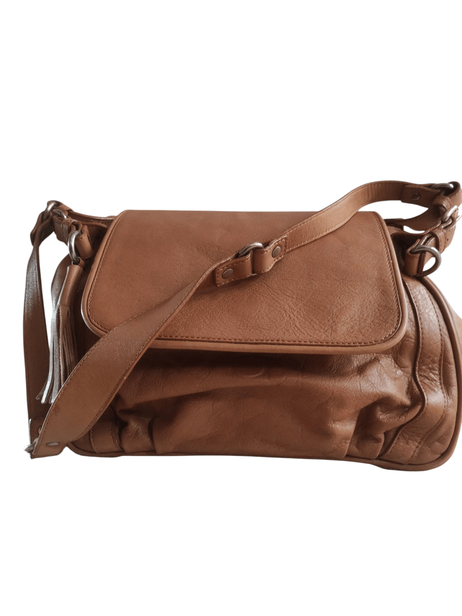 Massimo Dutti Massimo Dutti Satchel Bag Camel Leather Crossbody Bag Size ONE SIZE - 3 Thumbnail