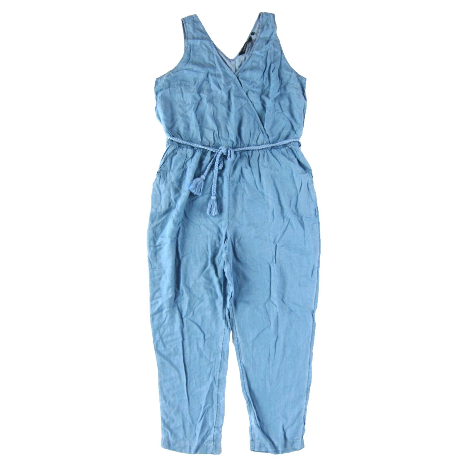 Vintage Colleen Lopez 100% Tencel Blue V-Neck Pocket Romper Jumpsuit Women Size 1X Size 40" / US 18 - 2 Thumbnail