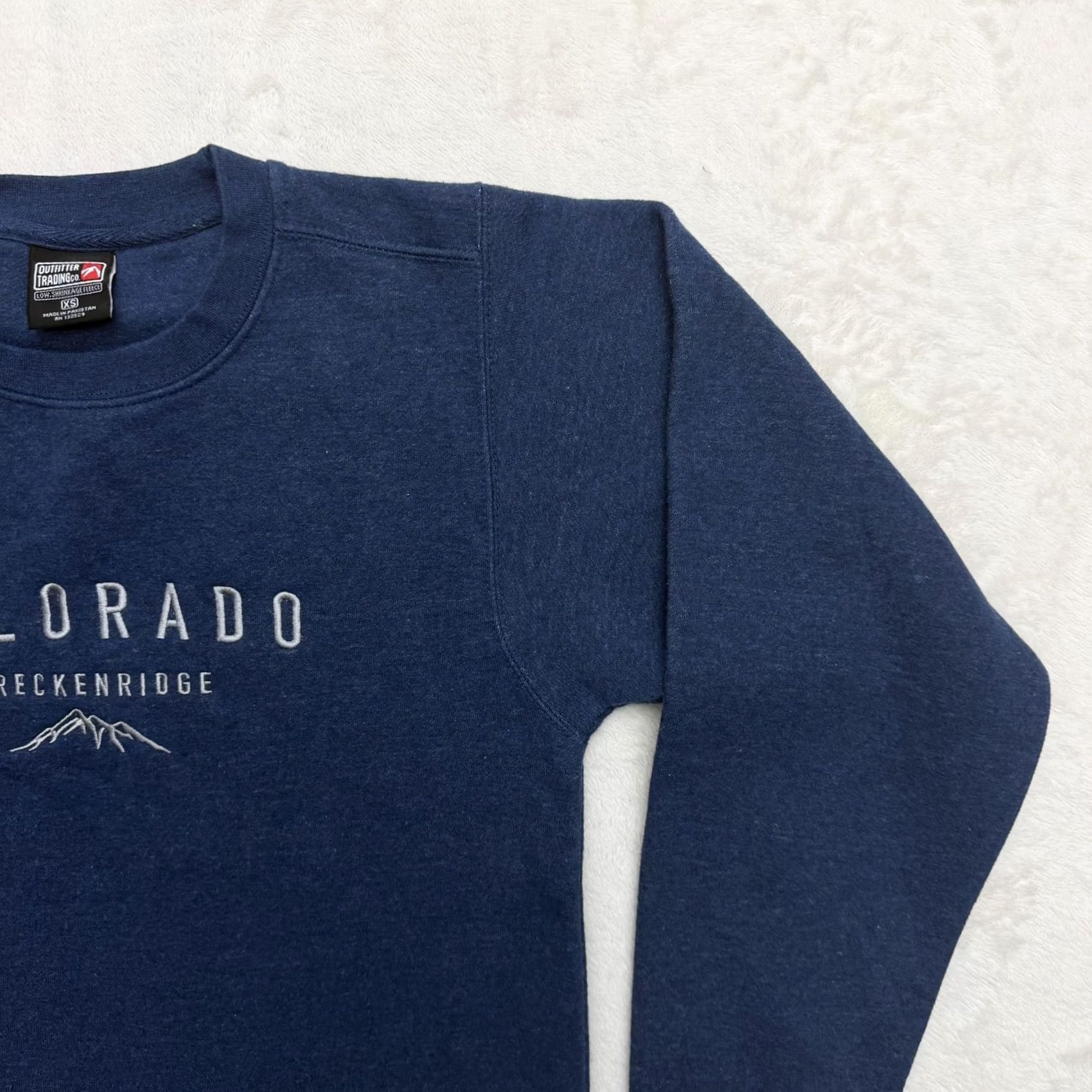 CO Outfitter Trading Co Sweatshirt Mens XS Blue Colorado Breckenridge Crewneck Graphic Print Embroidered Fleece Pullover All Seasons Size US XS / EU 42 / 0 - 3 Thumbnail