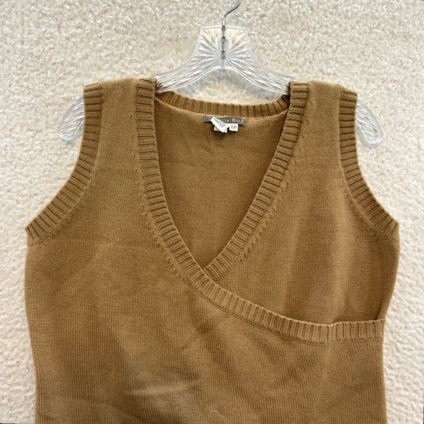 Anthropologie VINTAGE Anthropologie Isabella Bird Wool Vest Top Petite L PL Tan Knit Wrap Preppy Boho Blouse Women Mens? Size L / US 10 / IT 46 - 3 Thumbnail