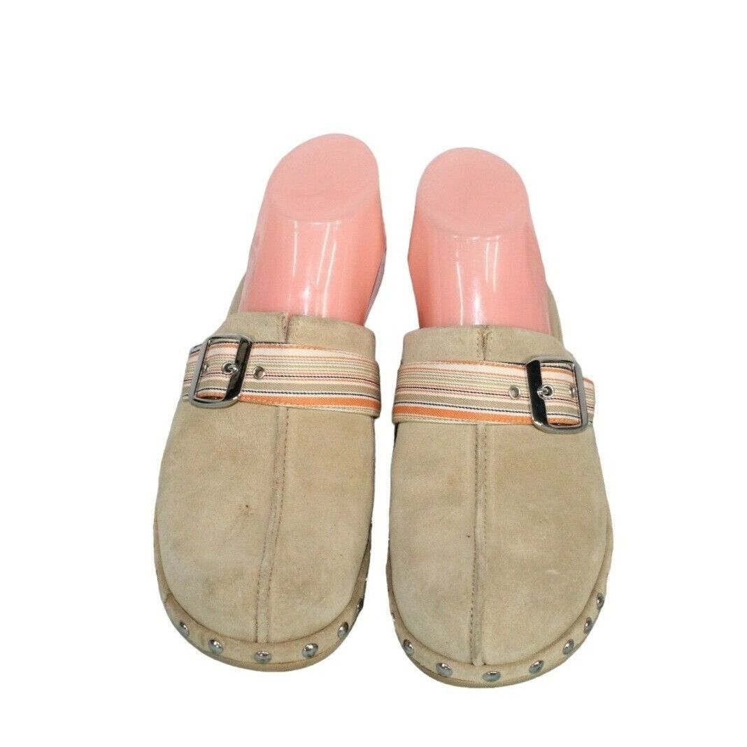 Ecco × Leather Ecco Women's Tan Suede Leather Strap Studded Mule Clogs Size US 7.5 / IT 37.5 - 1 Thumbnail