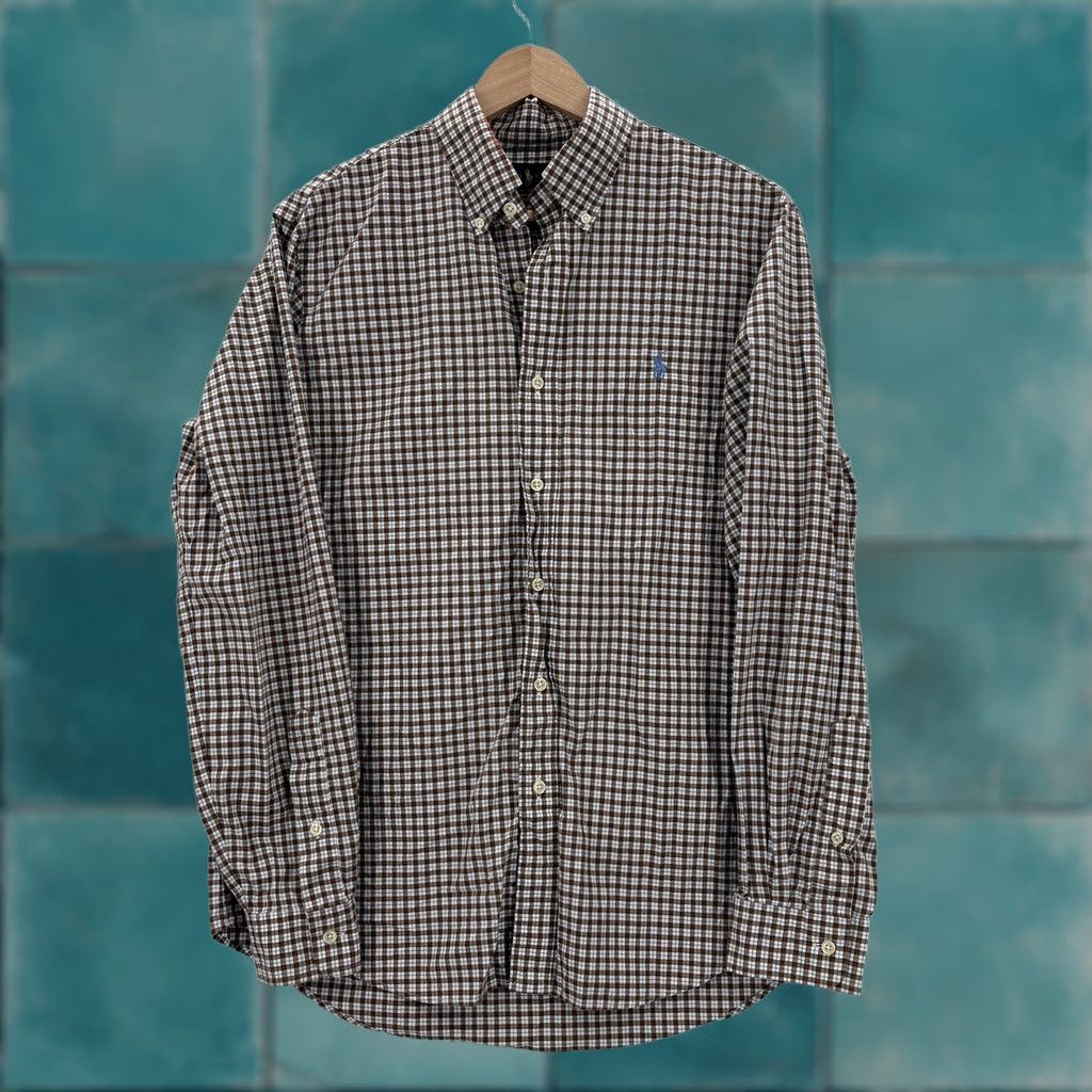 Ralph Lauren Ralph Lauren Shirt Mens Medium Brown Check Long Sleeve Button Down Stretch Pony Size US M / EU 48-50 / 2 - 1 Thumbnail