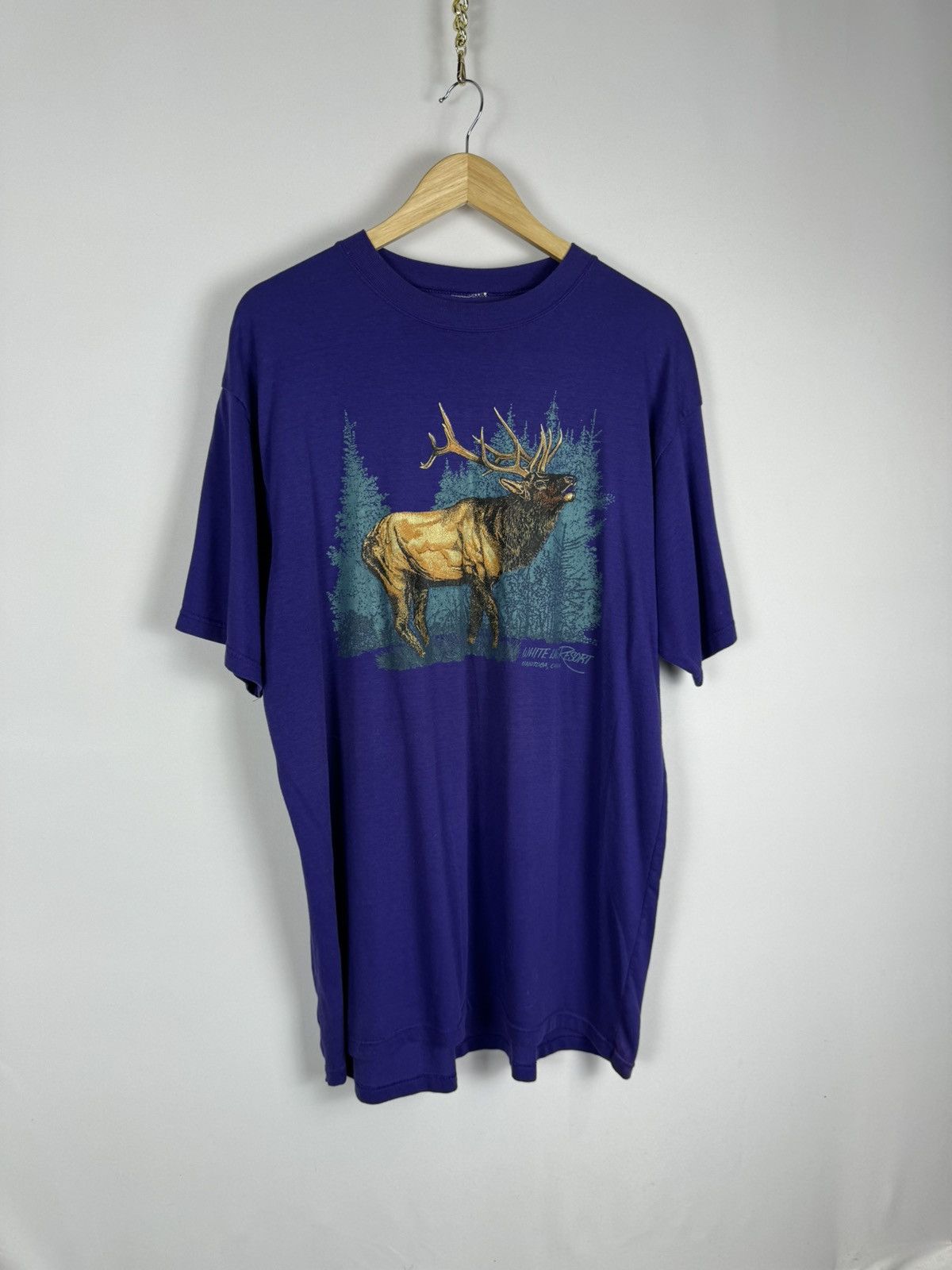 Vintage Vintage 1990s Moose Print Nature Tee Size US XL / EU 56 / 4 - 1 Thumbnail