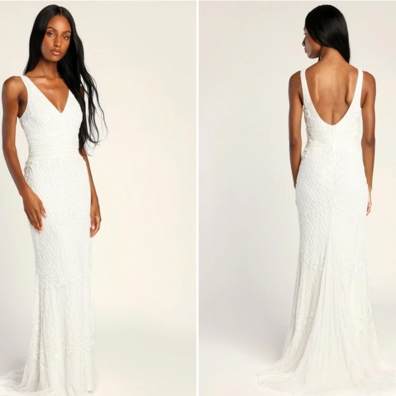 Lulus LULUS Bridal Wedding Elegant Floral Beaded Gown Size XS / US 0-2 / IT 36-38 - 4 Thumbnail