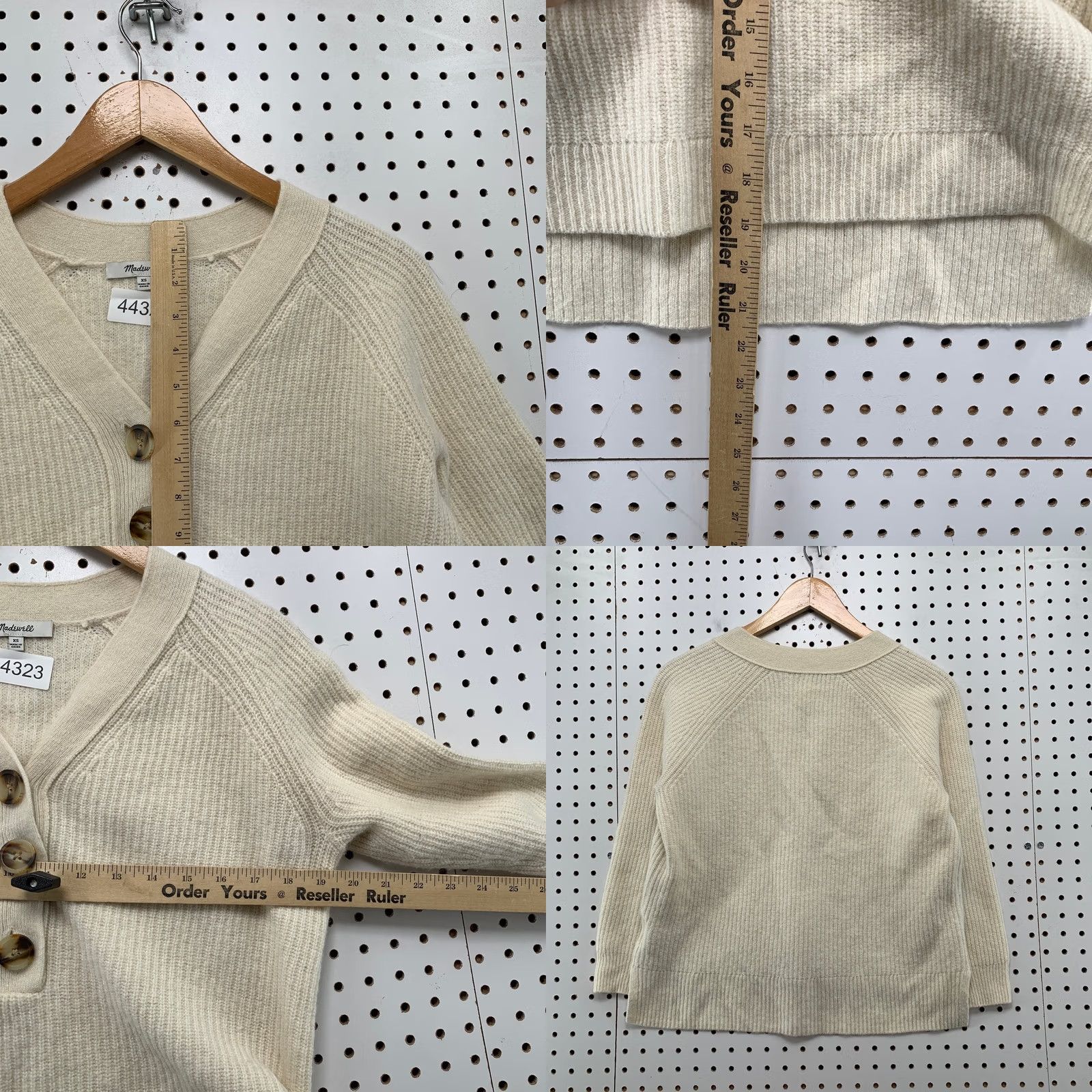 Madewell Madewell Lyle Merino Wool Henley Sweater Womens XS Ivory V Neck Rib Knit Shirt Size XS / US 0-2 / IT 36-38 - 8 Thumbnail