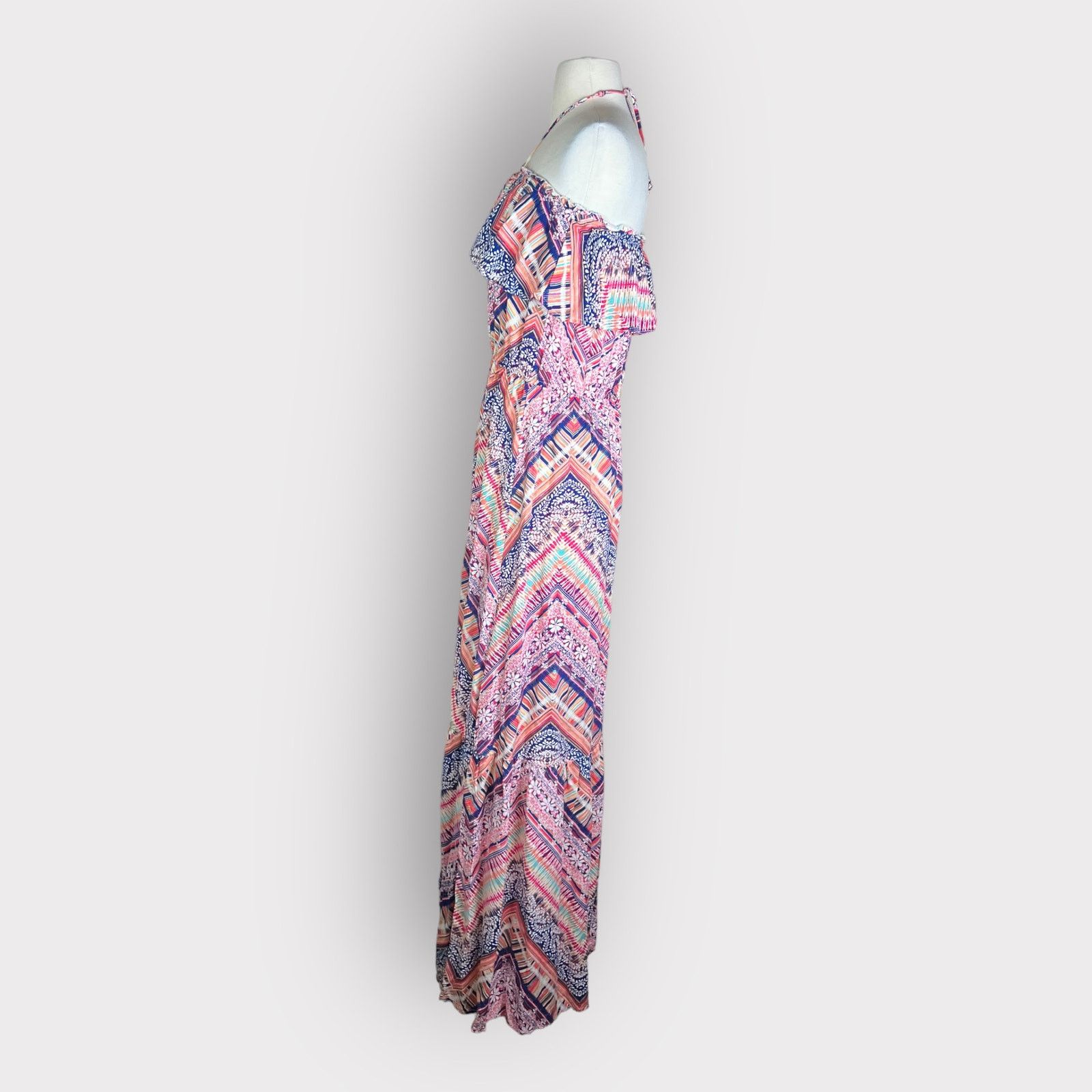 Nordstrom Socialite Printed Tiered Halter Maxi Dress | Large Size L / US 10 / IT 46 - 2 Thumbnail