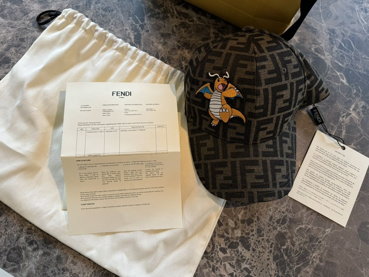 Fendi × Fragment Design × Pokemon FENDI x FRGMT x POKÉMON Collaboration Dragonite Ball Cap Size ONE SIZE - 4 Thumbnail