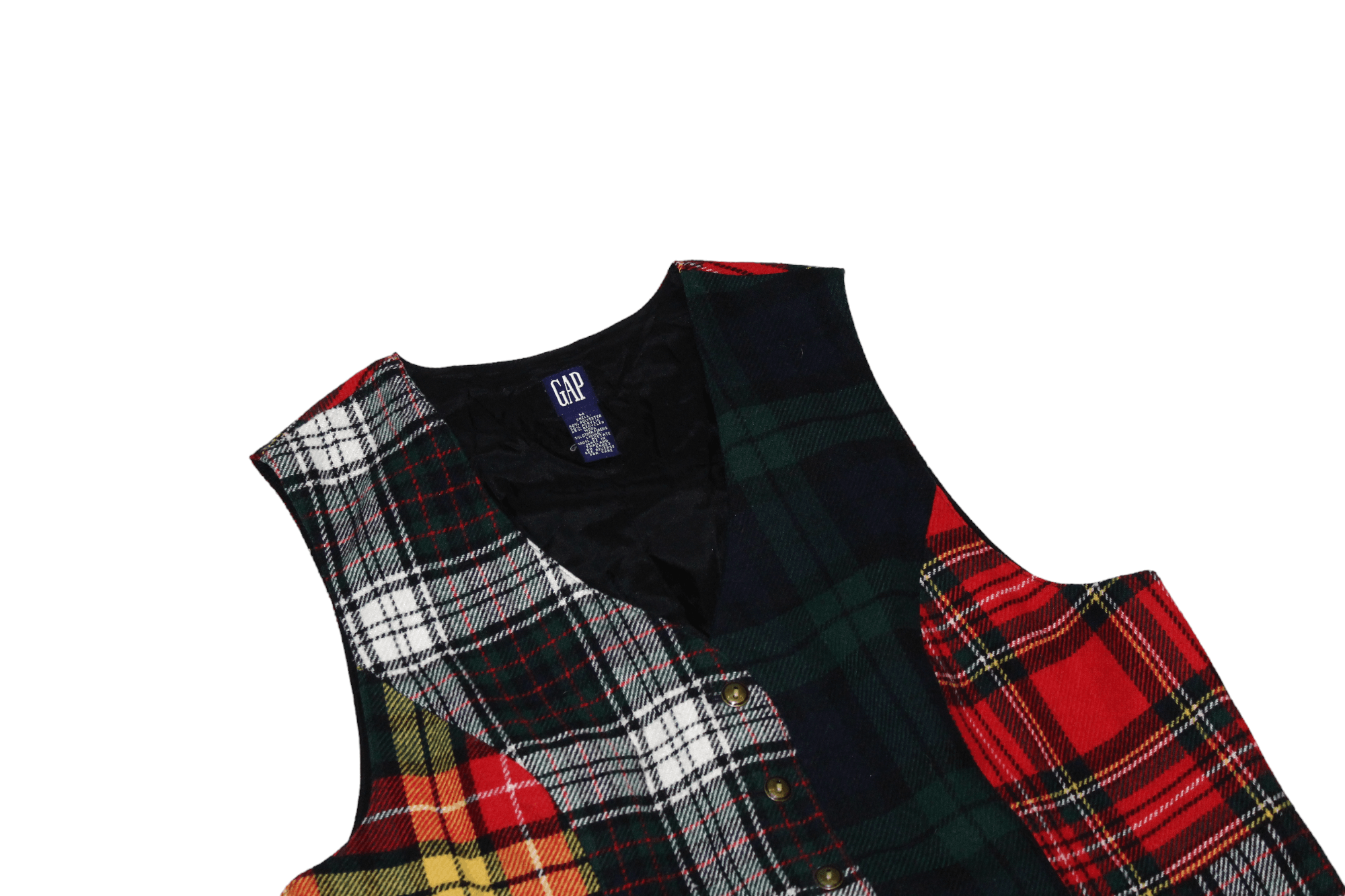 Japanese Brand 🔥90's GAP Tartan Patchwork Recycled Tweed Wool Lined Vest Size US M / EU 48-50 / 2 - 4 Thumbnail