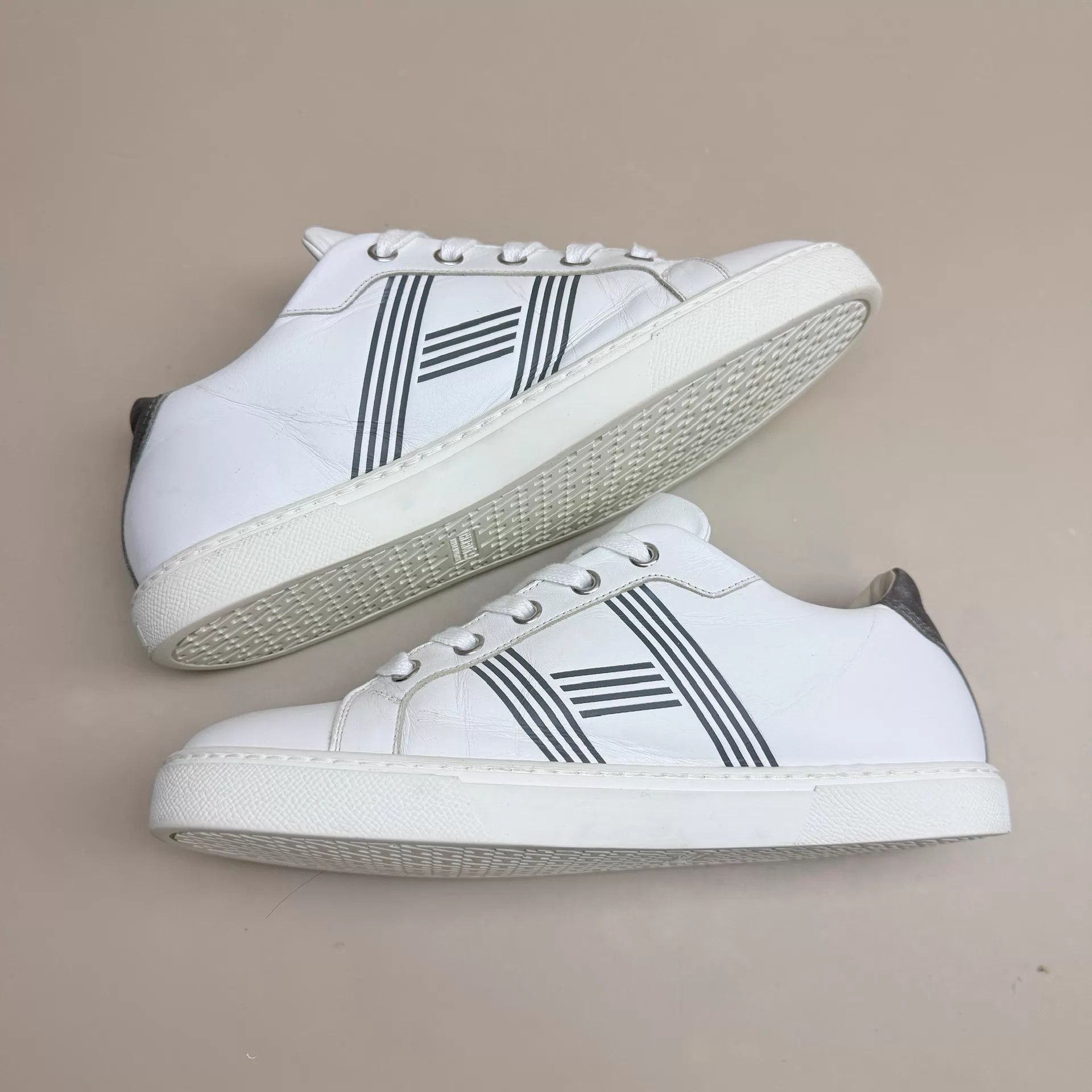 Hermes Hermes Gray & White H Lace-Up Sneaker 37 95 New Size US 6.5 / IT 36.5 - 5 Thumbnail