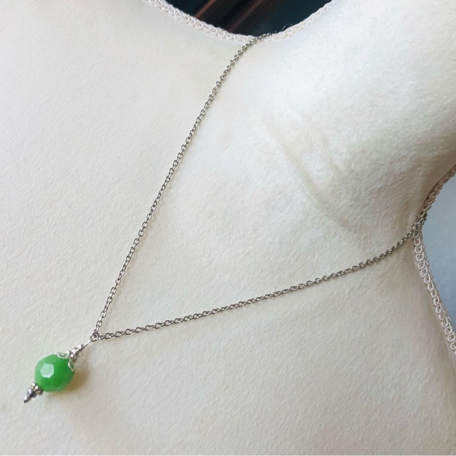 Handmade Hand crafted faceted green chalcedony cap necklace Size ONE SIZE - 1 Thumbnail