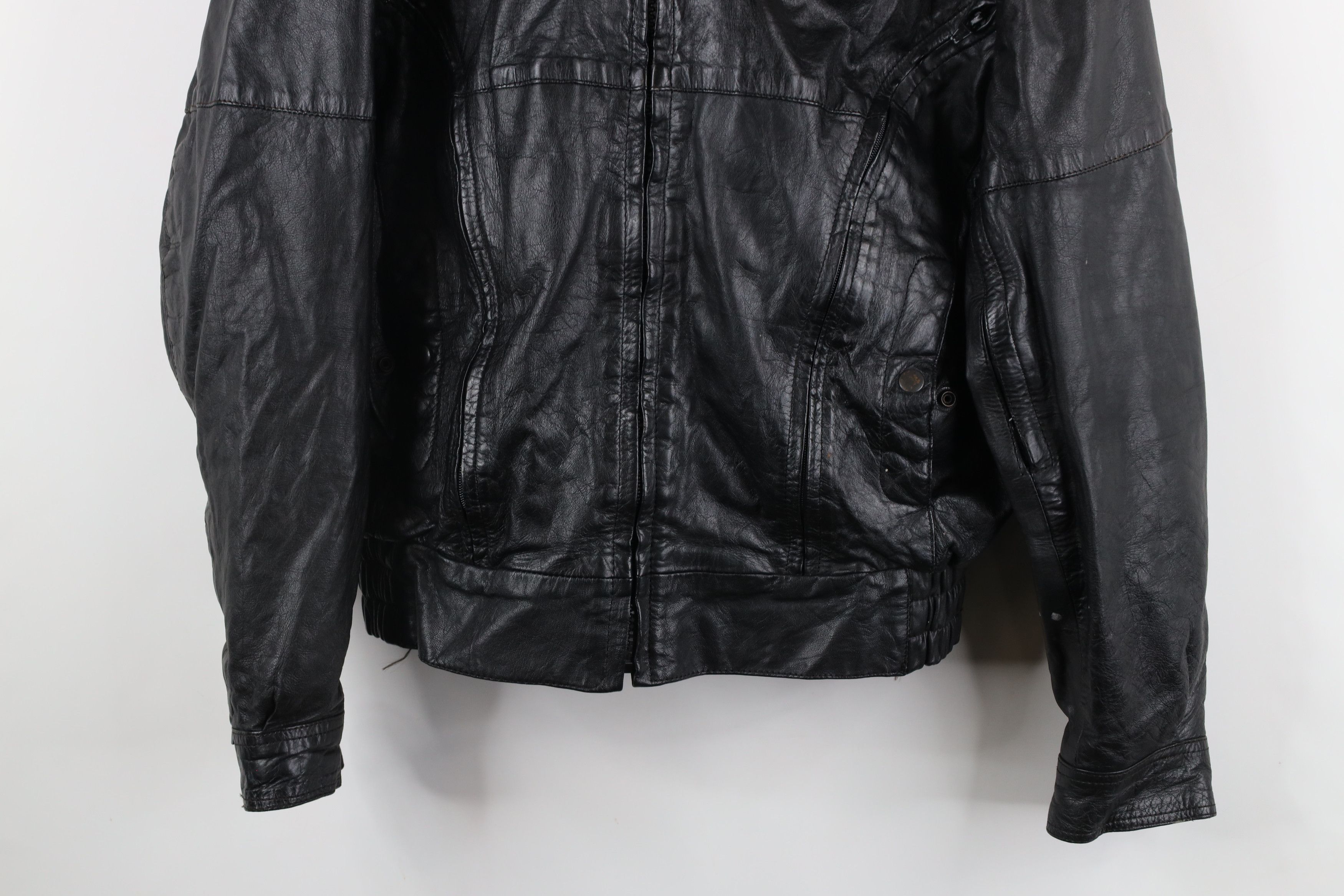 Vintage Vintage 90s Streetwear Fire Flames Leather Bomber Jacket Size XL / US 12-14 / IT 48-50 - 3 Thumbnail