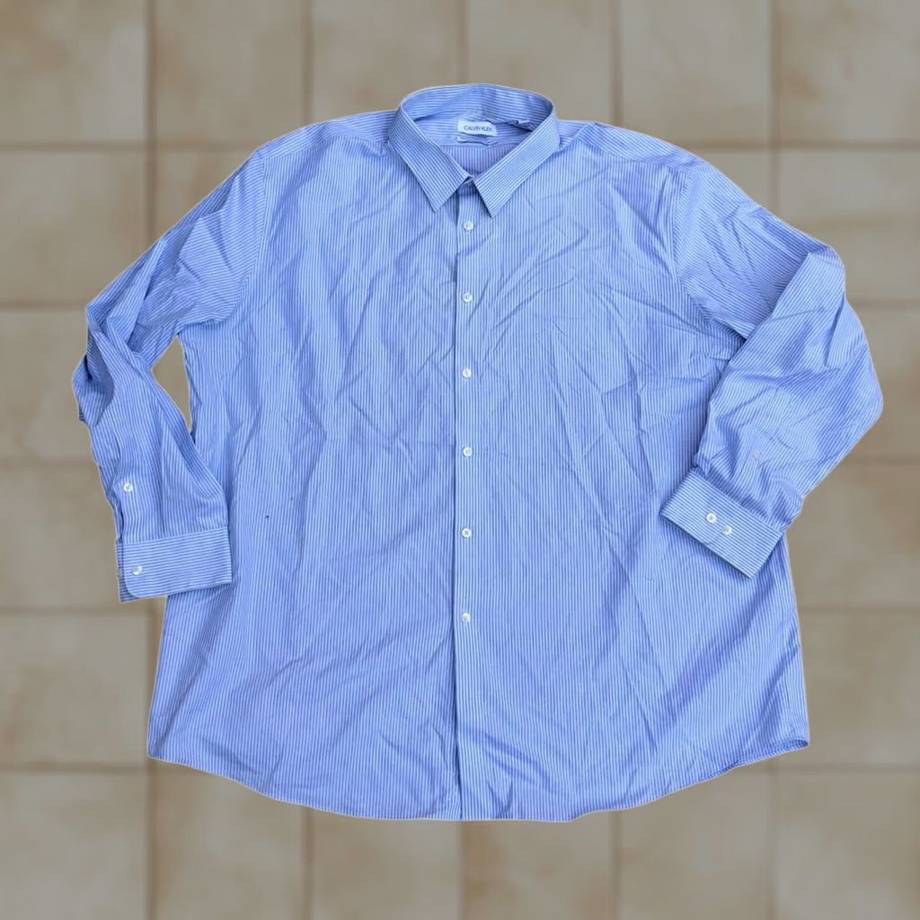 Calvin Klein Calvin Klein Collection Button-Down Shirt Men 2XL Striped Blue Non Iron VTG 2 Ply Button Up Shirt Size US XXL / EU 58 / 5 - 1 Thumbnail