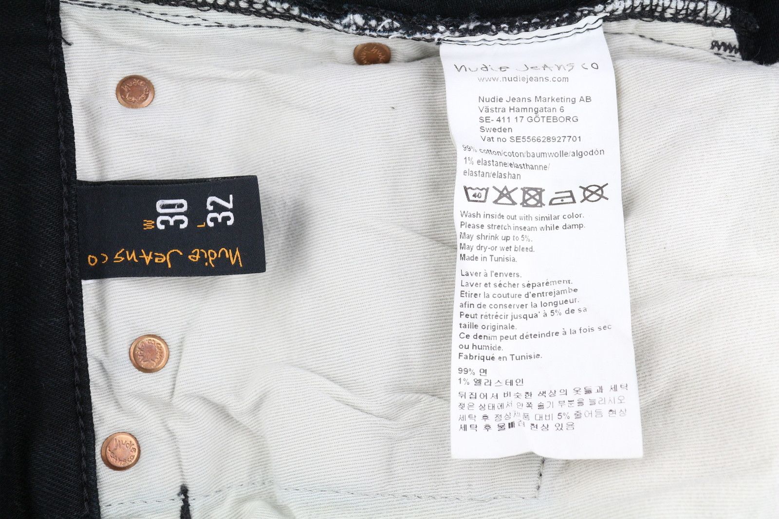Nudie Jeans TILTED TOR W30/L32 Ever Black Organic Skinny Jeans 86719 Size US 30 / EU 46 - 6 Thumbnail