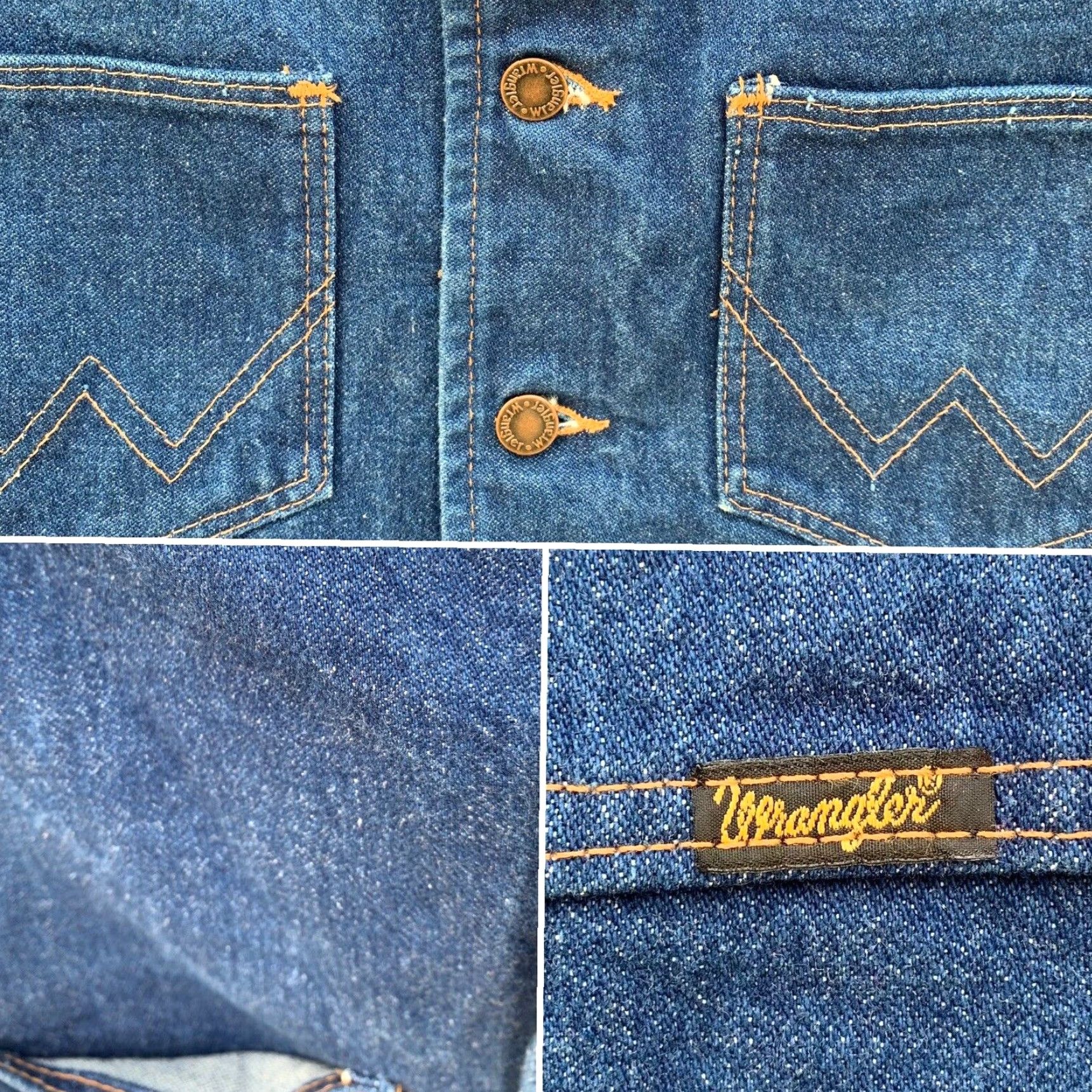 Wrangler VINTAGE Wrangler M-159 Western Jacket Vest 2XL Denim Blue Mens Western Wrangler Authentic Western Jacket 1990s Size US 39 - 5 Thumbnail