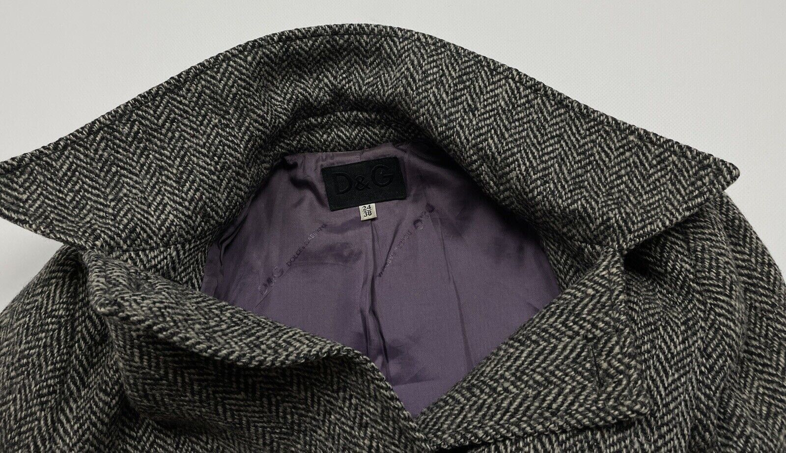 Dolce & Gabbana Dolce & Gabbana Womens Herringbone Tweed Wool Coat Jacket Size XS / US 0-2 / IT 36-38 - 16 Thumbnail