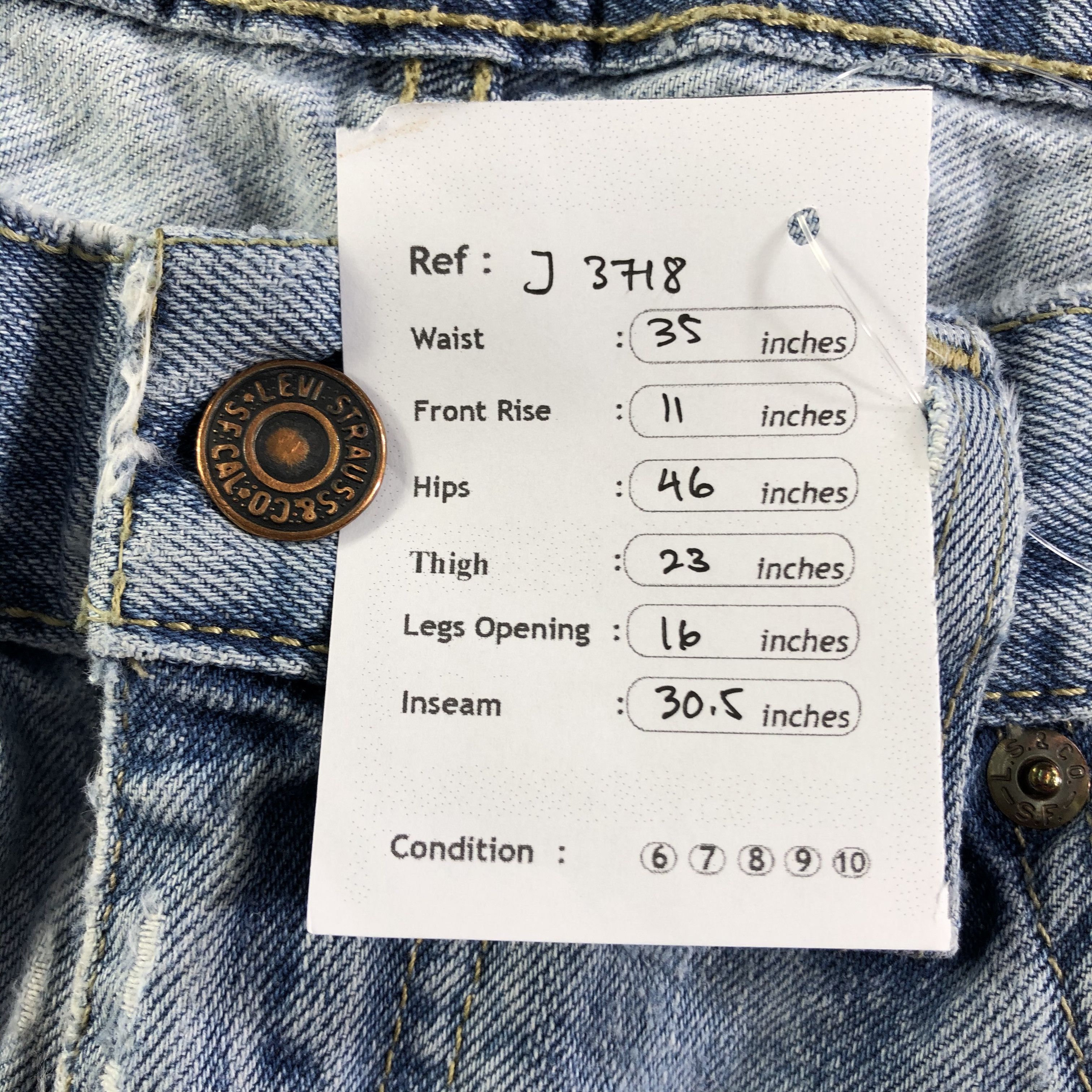 Levi's Vintage Blue Wash Levis 505 Jeans-J3718 Size US 35 - 14 Thumbnail