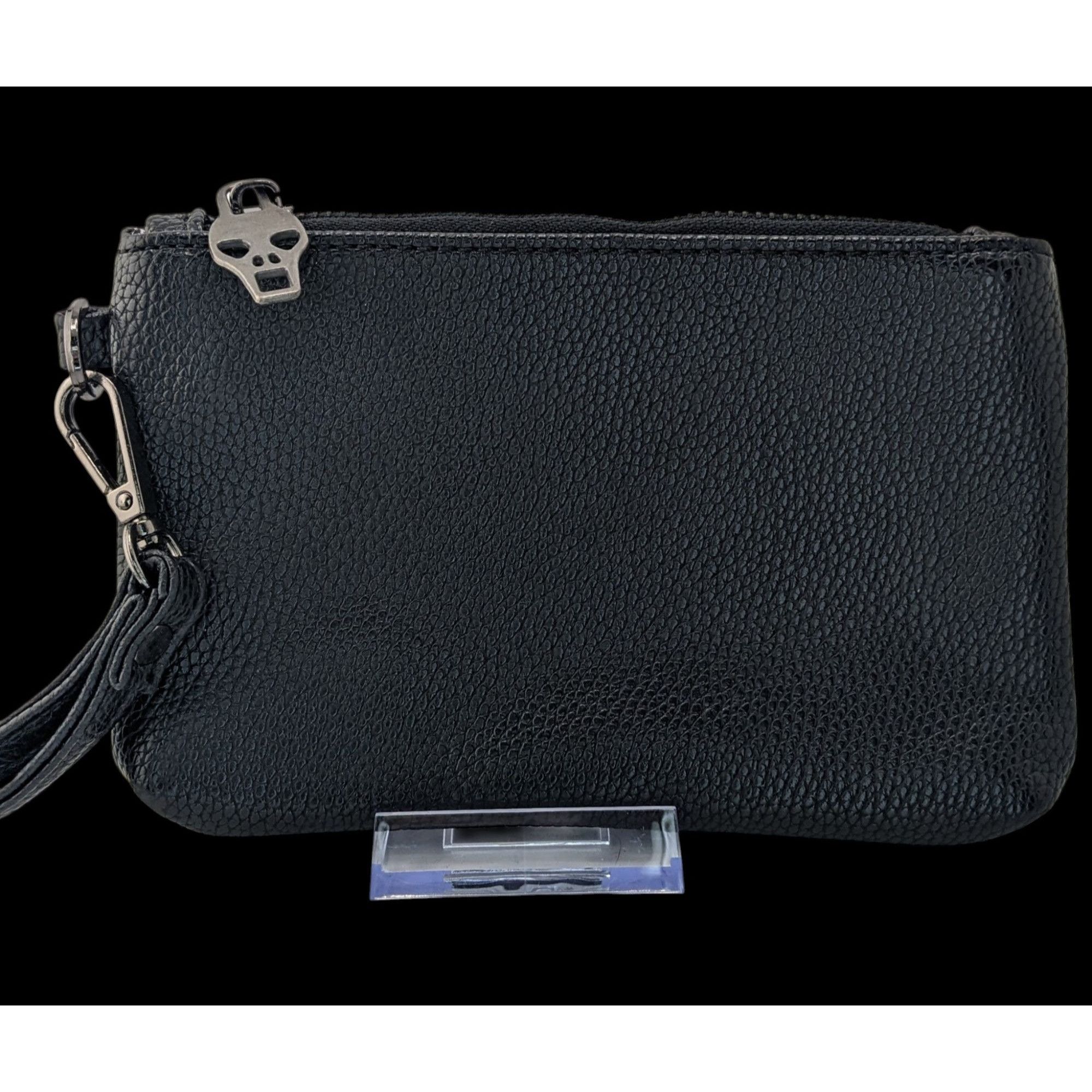 Other Gothic Skull Black Leather Gothic Skull Wristlet Clutch With Size ONE SIZE - 1 Thumbnail