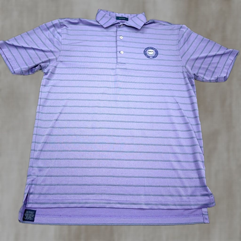 Vintage turtleson Polo Shirt Adult Medium Purple Striped Performance Golf Delaware Size US M / EU 48-50 / 2 - 1 Thumbnail